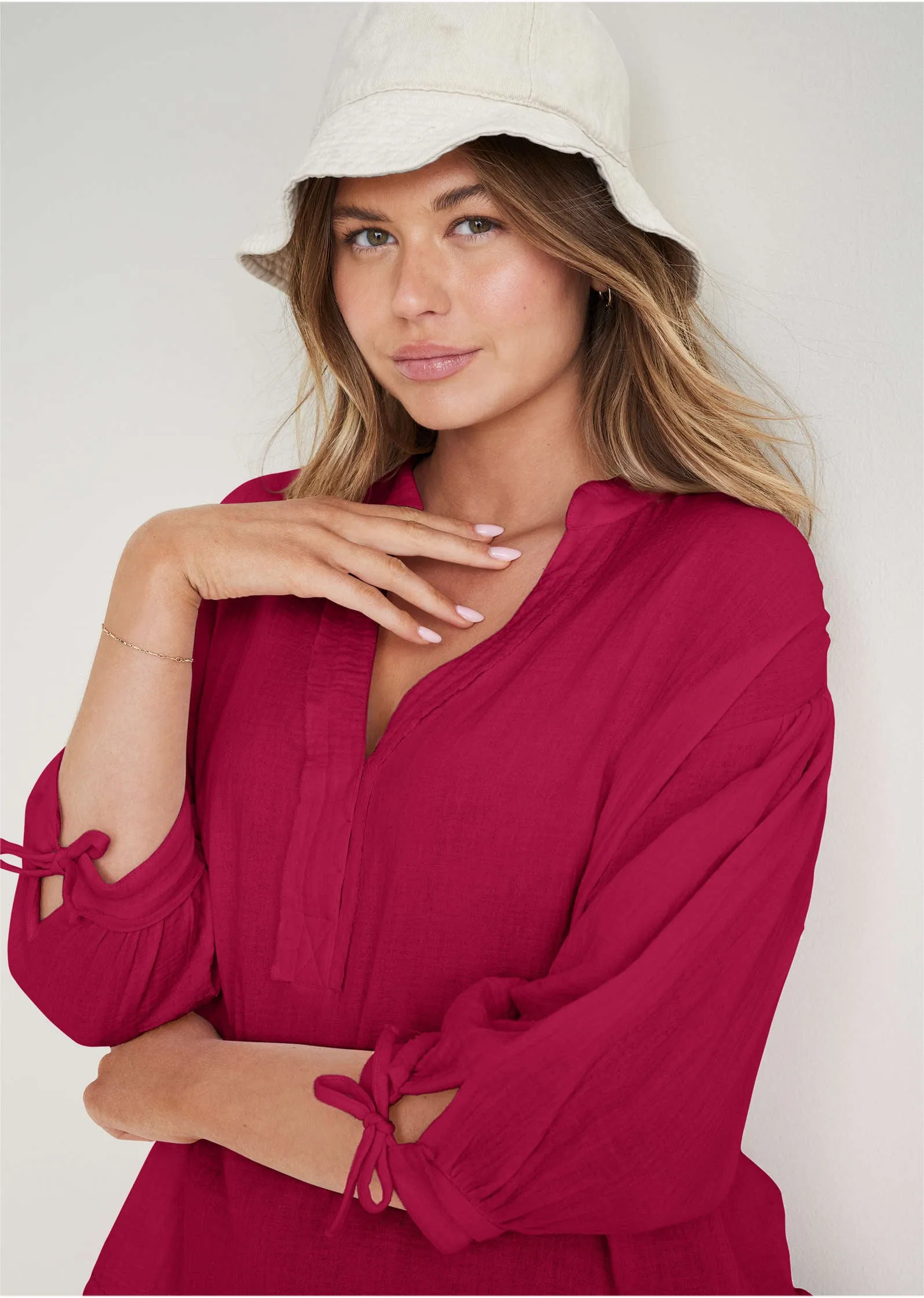 Textured Oversized Blouse - Persian Red sold by VENUS product image thumbnail 5