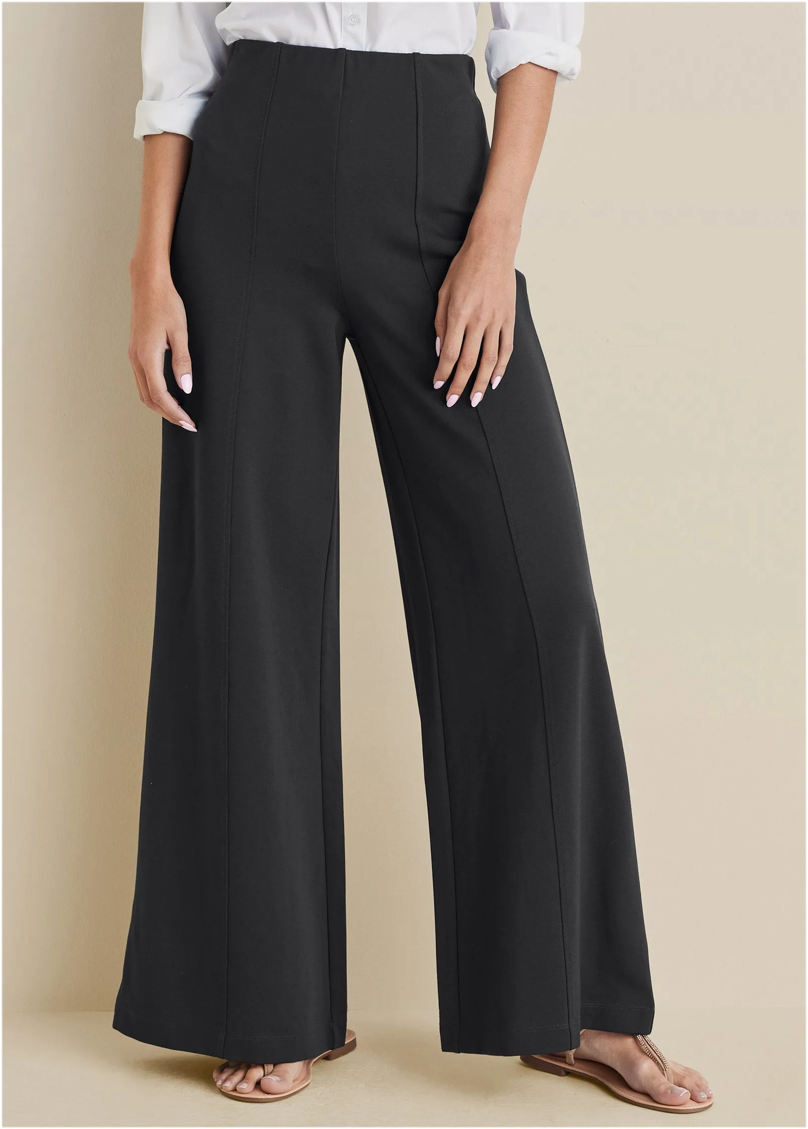 Smoothing Ponte Wide-Leg Pants - Jet Black sold by VENUS product image thumbnail 2