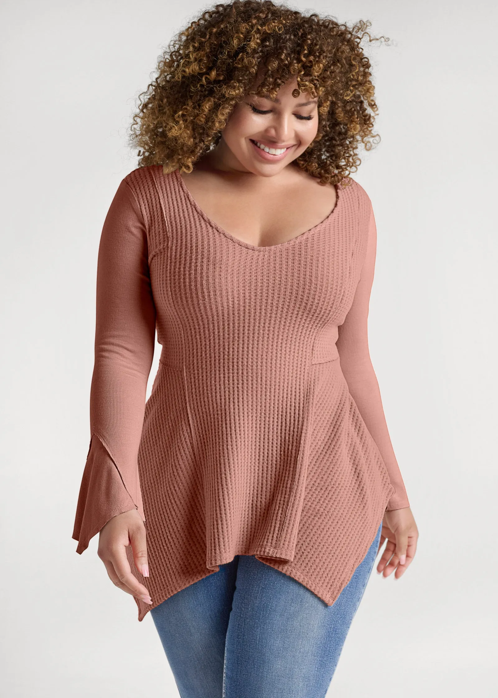 Waffle Knit Hanky-Hem Top - Blush sold by VENUS product image thumbnail 3