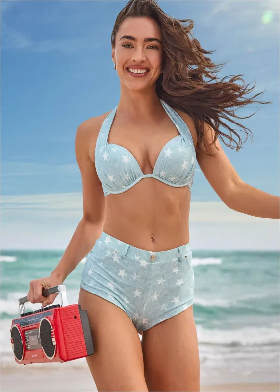 Denim Swim Bikini Short - Denim Star sold by VENUS