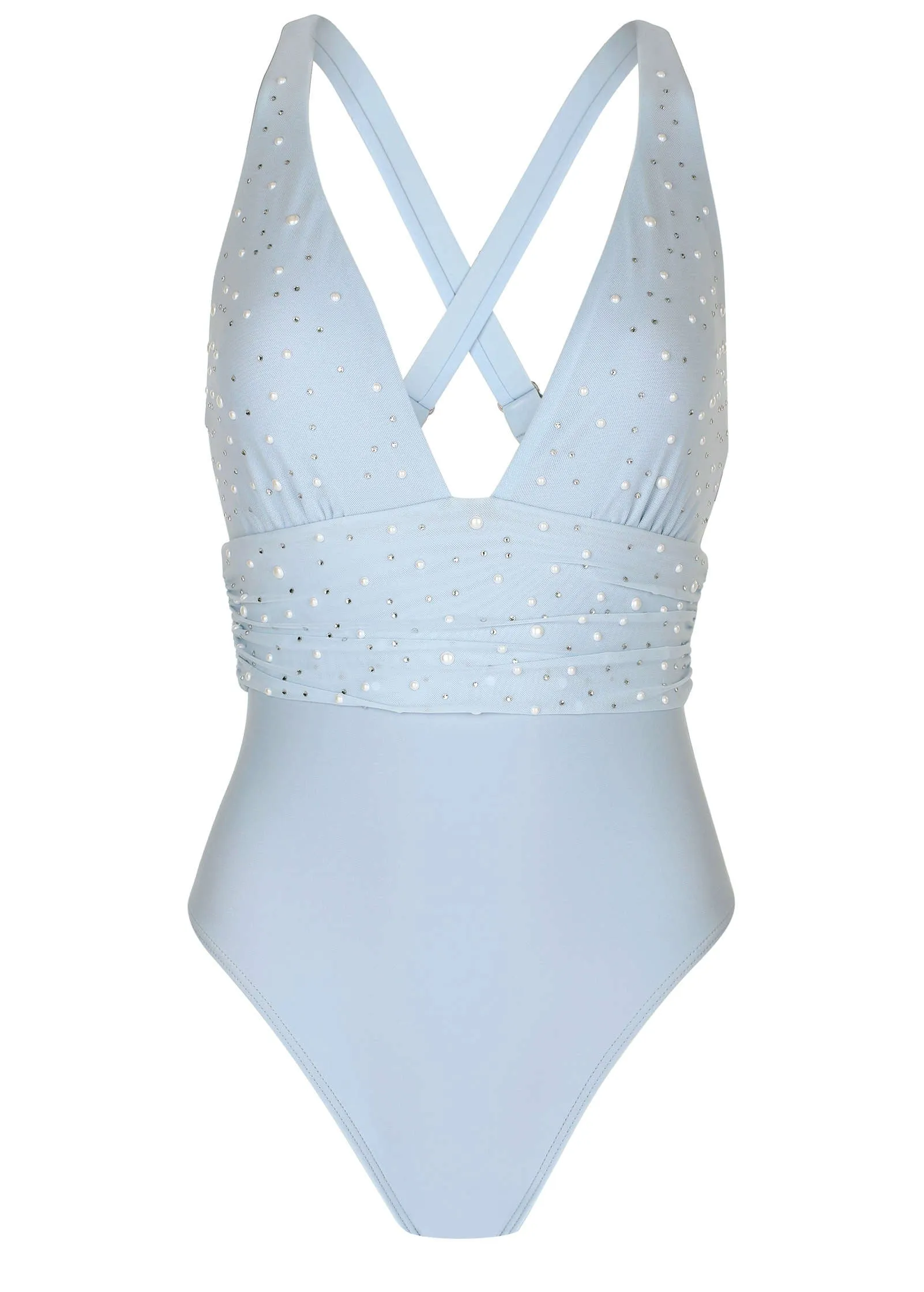Embellished Plunge Swimsuit - Light Blue sold by VENUS product image thumbnail 3