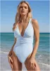 Embellished Plunge Swimsuit - Light Blue sold by VENUS