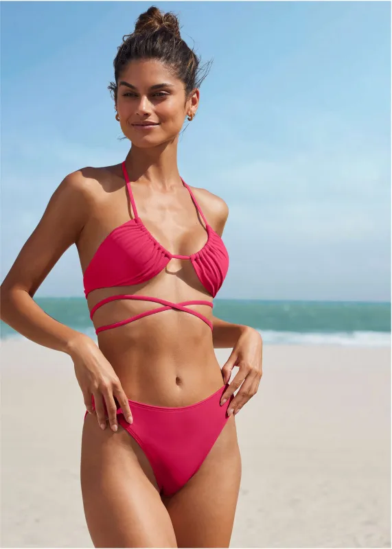 Honolulu Midi Bikini Bottom - Raspberry sold by VENUS