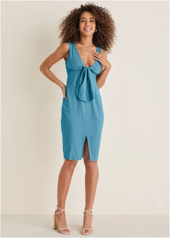 Tie Front Dress - Blue sold by VENUS
