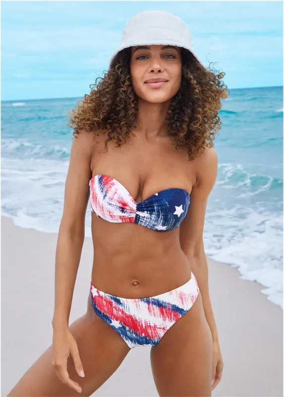Fiji Moderate Bikini Bottom - Boardwalk Flag Small sold by VENUS