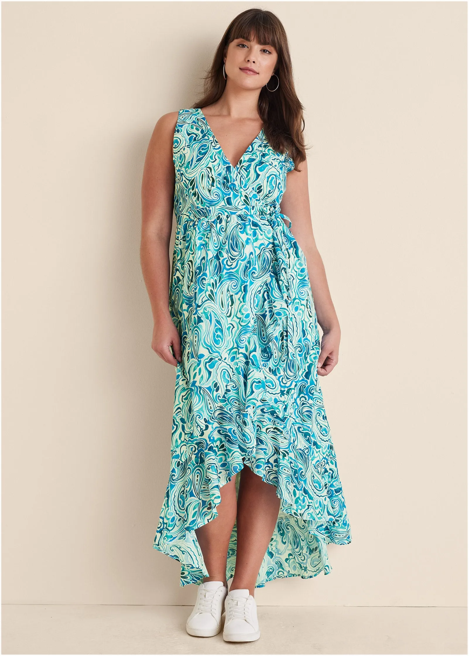 Ruffle High-Low Wrap Dress - Pisces Paisley sold by VENUS product image thumbnail 5