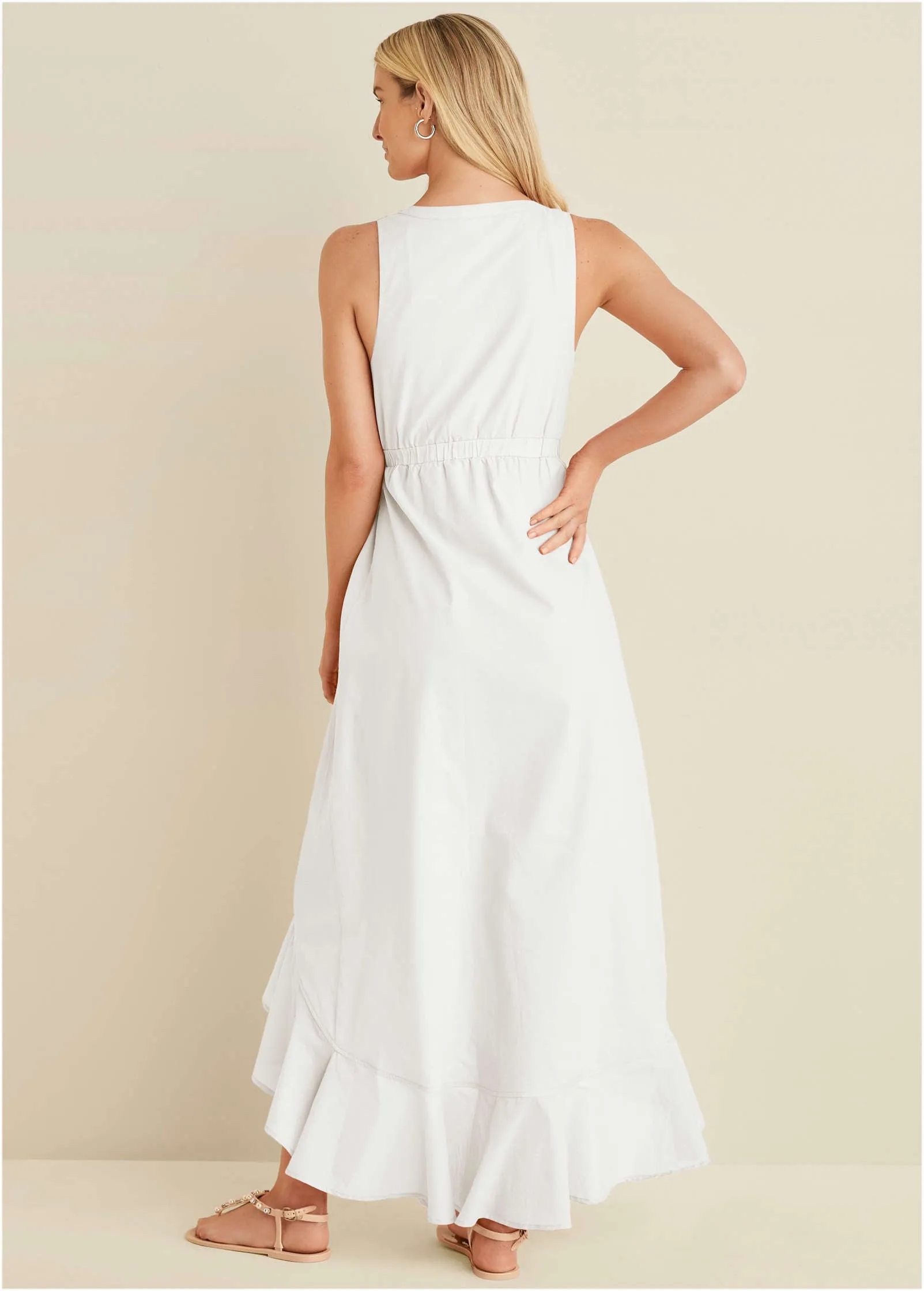 Ruffle High-Low Wrap Dress - Cloud Dancer sold by VENUS product image thumbnail 2