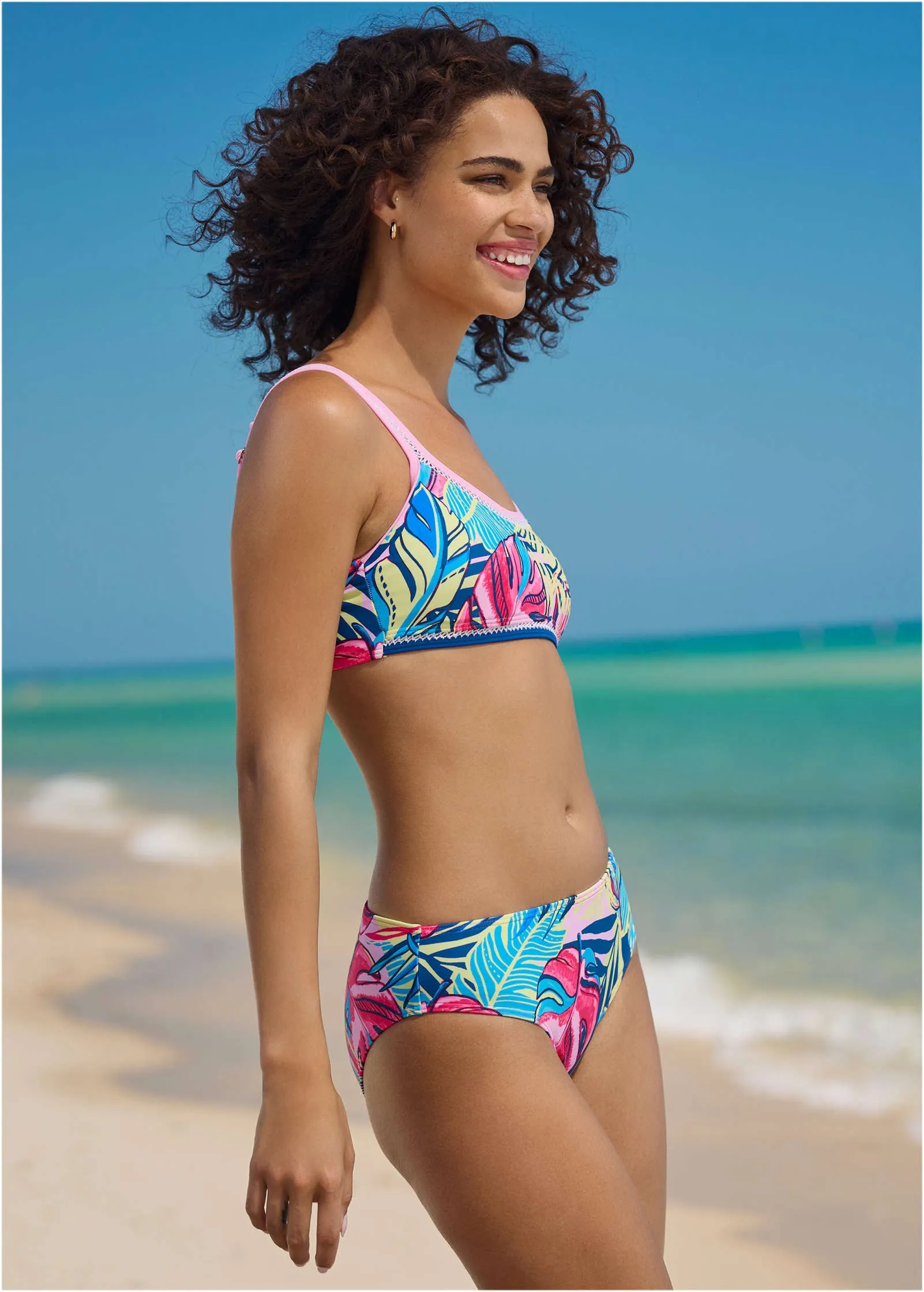 Fiji Moderate Bikini Bottom - Summer Leaves sold by VENUS