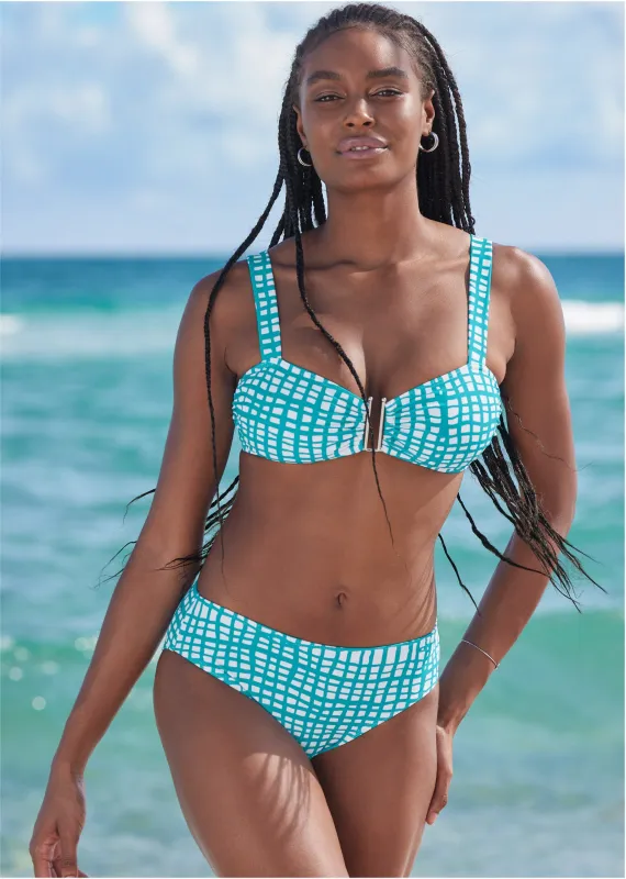 Fiji Moderate Bikini Bottom - Checker Me Blue sold by VENUS