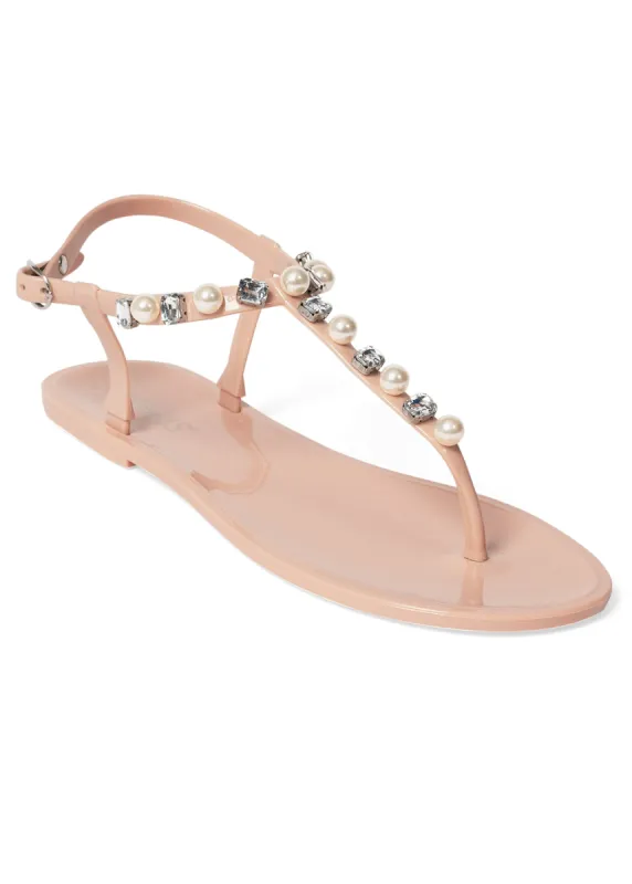 Pearl T-Strap Sandals - Blush made by VENUS
