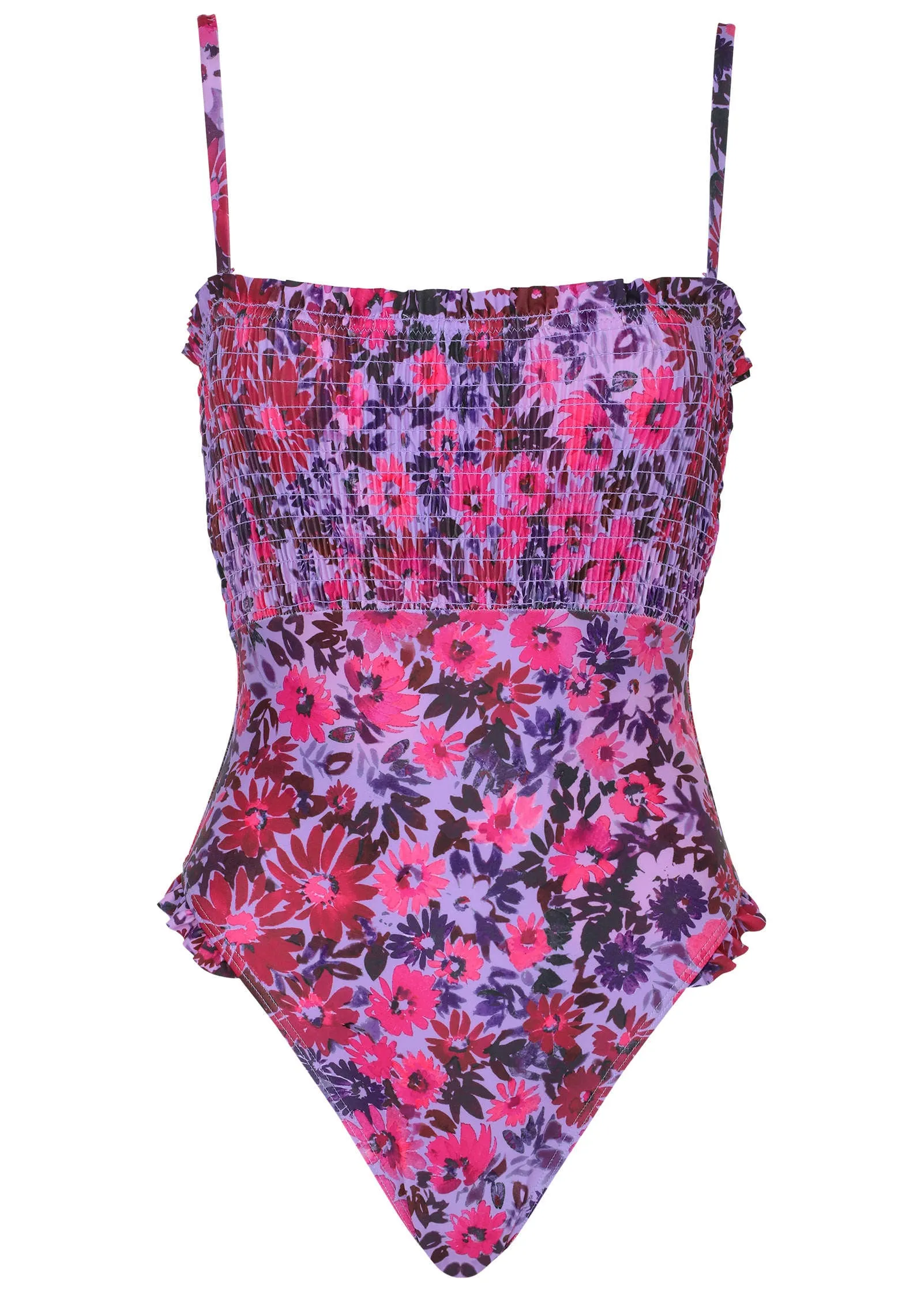 Smocked One-Piece Swimsuit - Ditsy Pink Purple sold by VENUS product image thumbnail 4