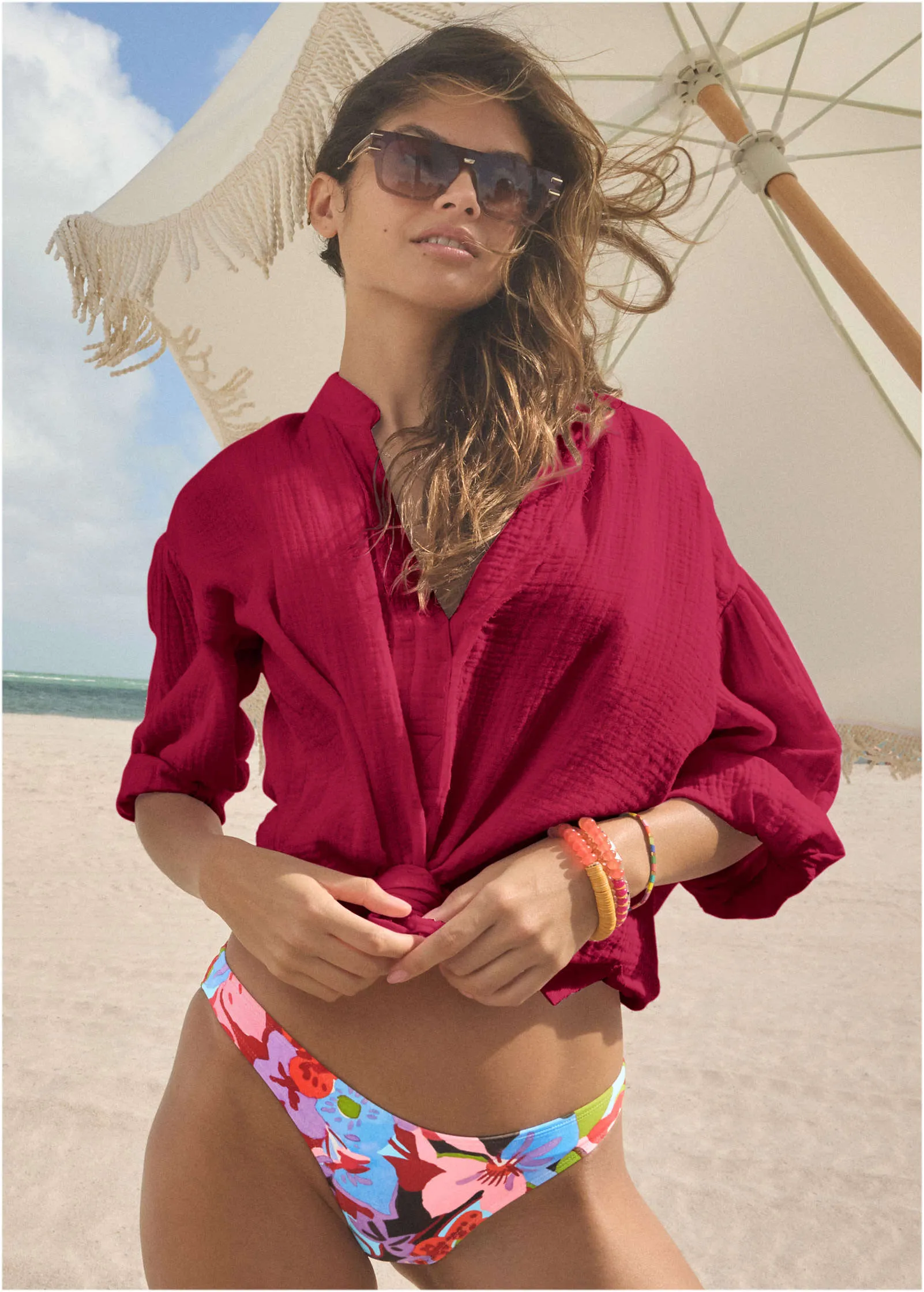 Bali Moderate Bikini Bottom - Strawberry Floral sold by VENUS