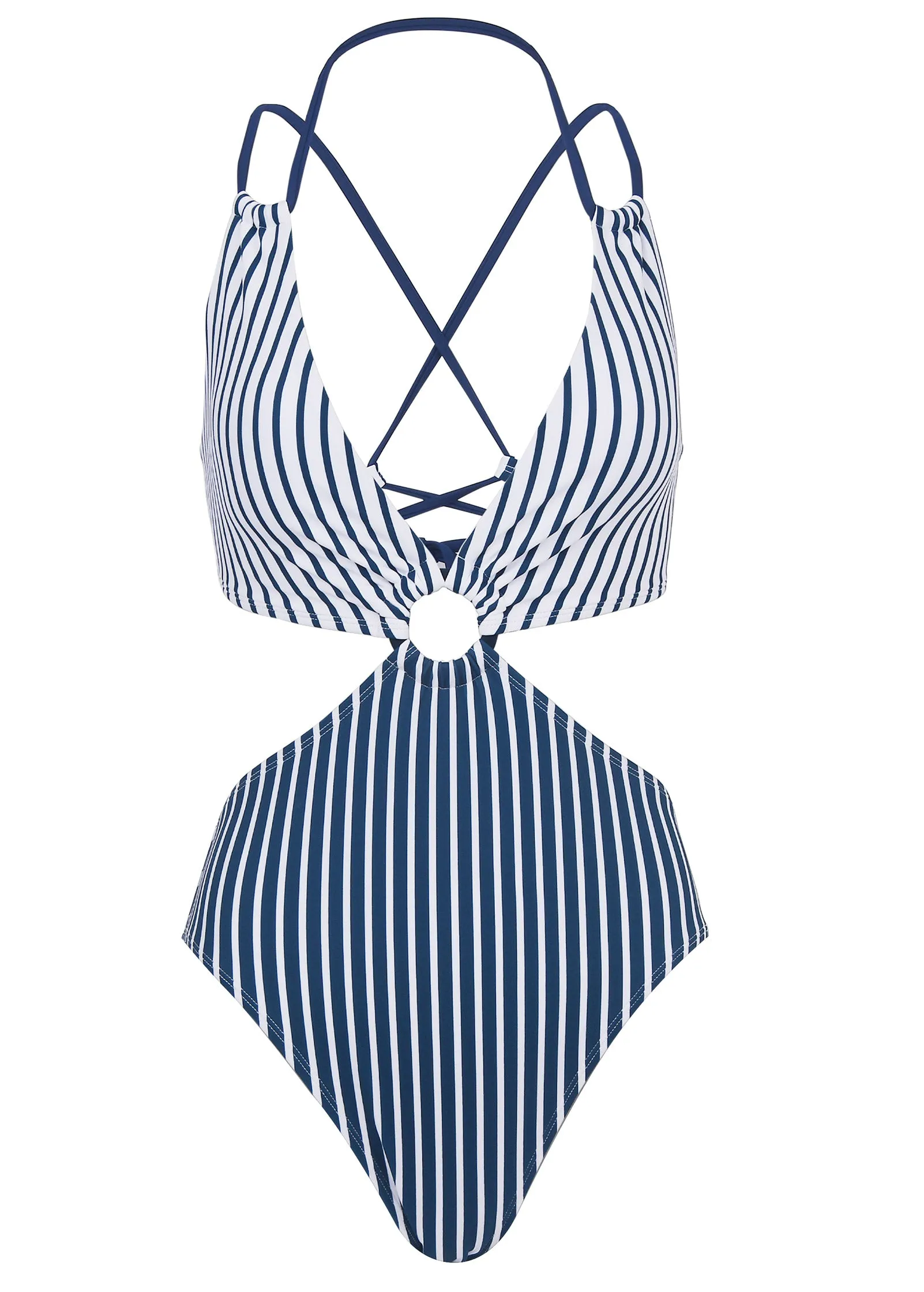 Stripe One-Piece Swimsuit - Reversible Navy Stripe sold by VENUS product image thumbnail 4