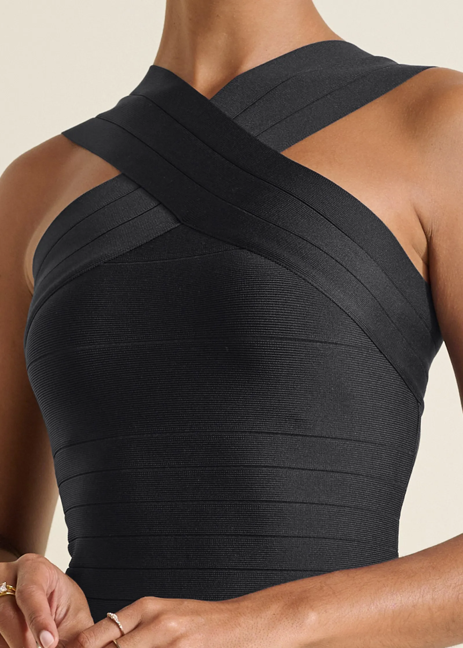 Cross-Neck Bandage Dress - Jet Black sold by VENUS product image thumbnail 3