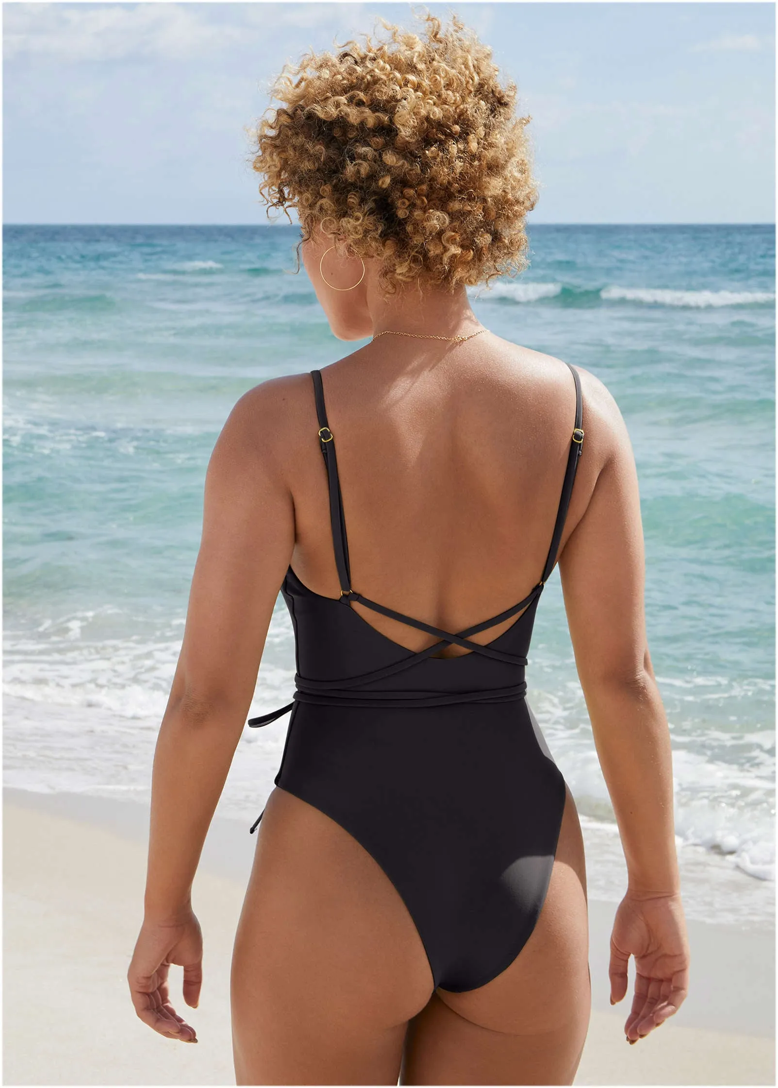 Strappy Tulum High Leg One-Piece - Jet Black sold by VENUS product image thumbnail 3