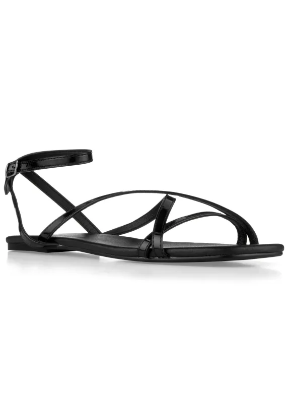 Criss Cross Sandals - Jet Black sold by VENUS