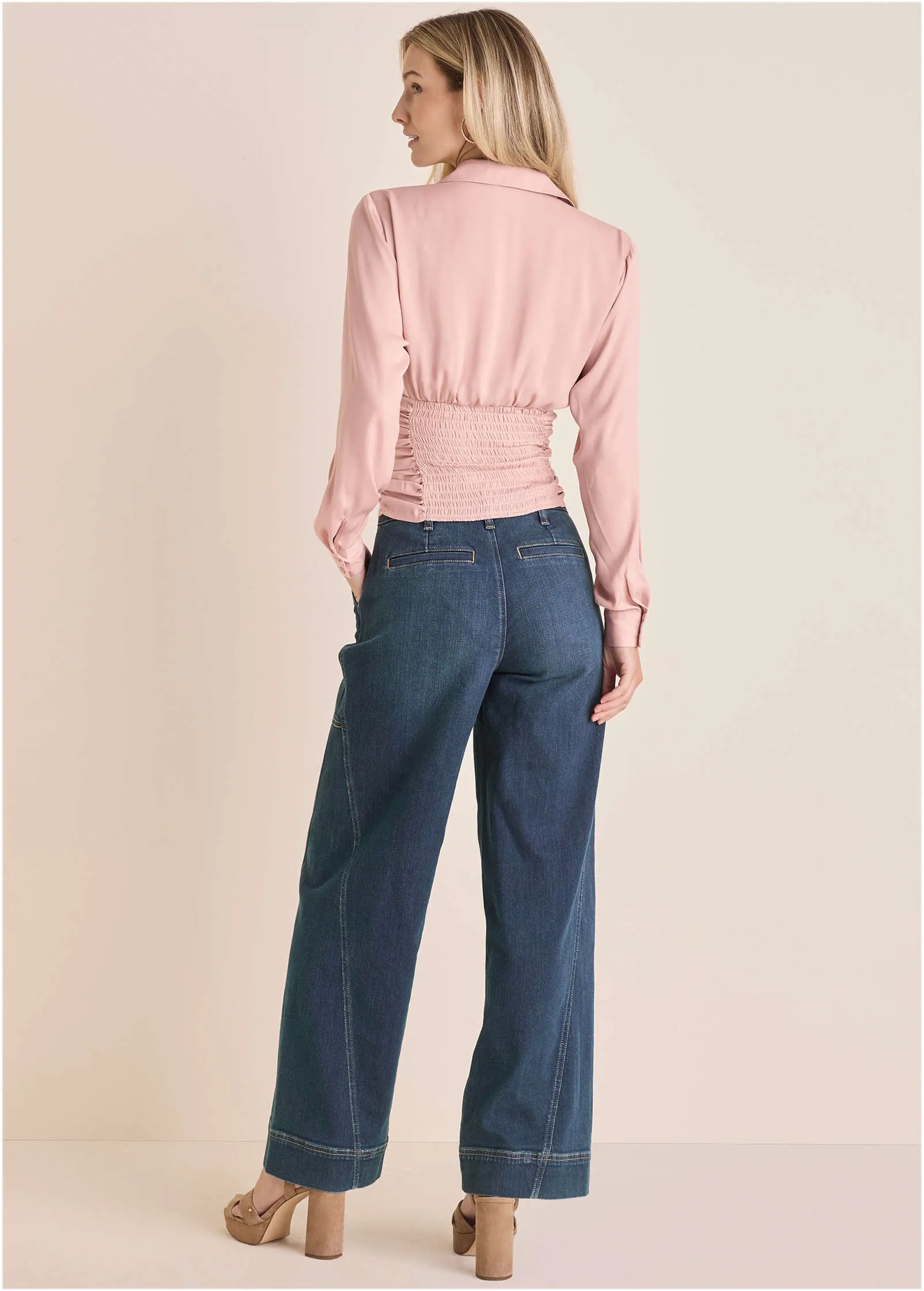 Ruched V-Neck Blouse - Mauve sold by VENUS product image thumbnail 3