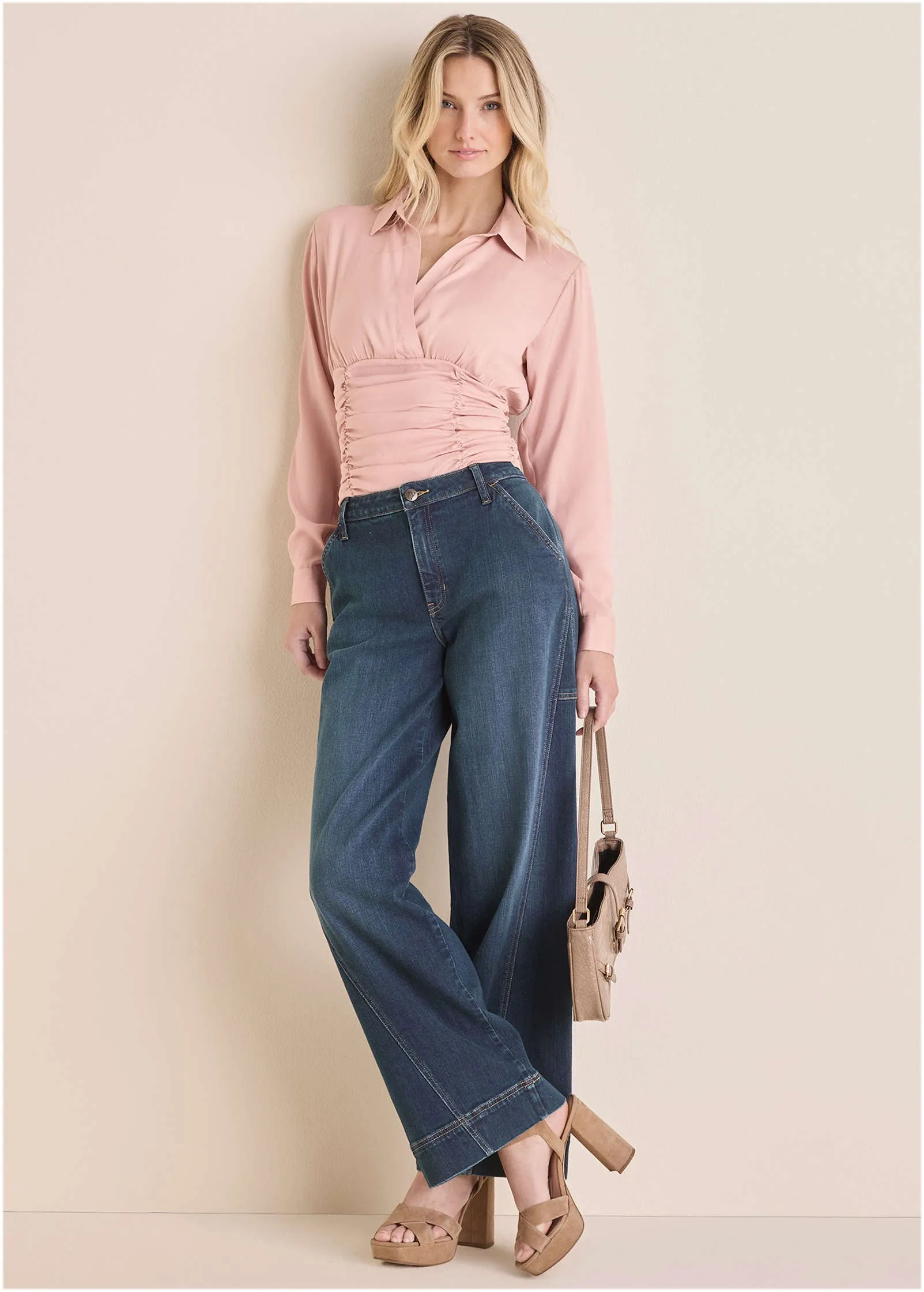 Ruched V-Neck Blouse - Mauve sold by VENUS product image thumbnail 2