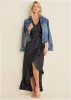 Ruffle High-Low Wrap Dress - Jet Black sold by VENUS