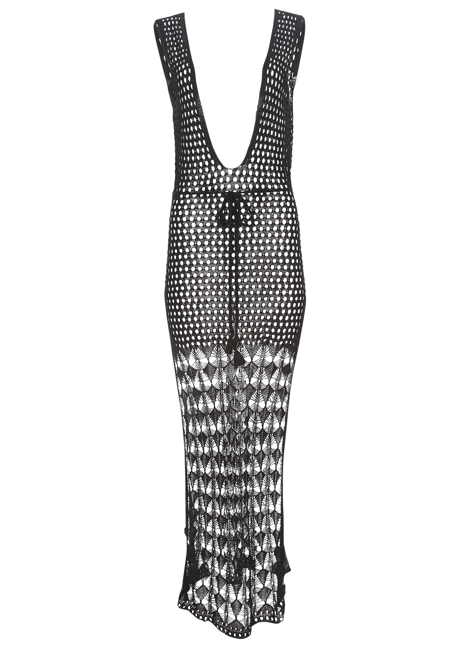 Crochet Maxi Cover-Up Dress - Jet Black sold by VENUS product image thumbnail 3
