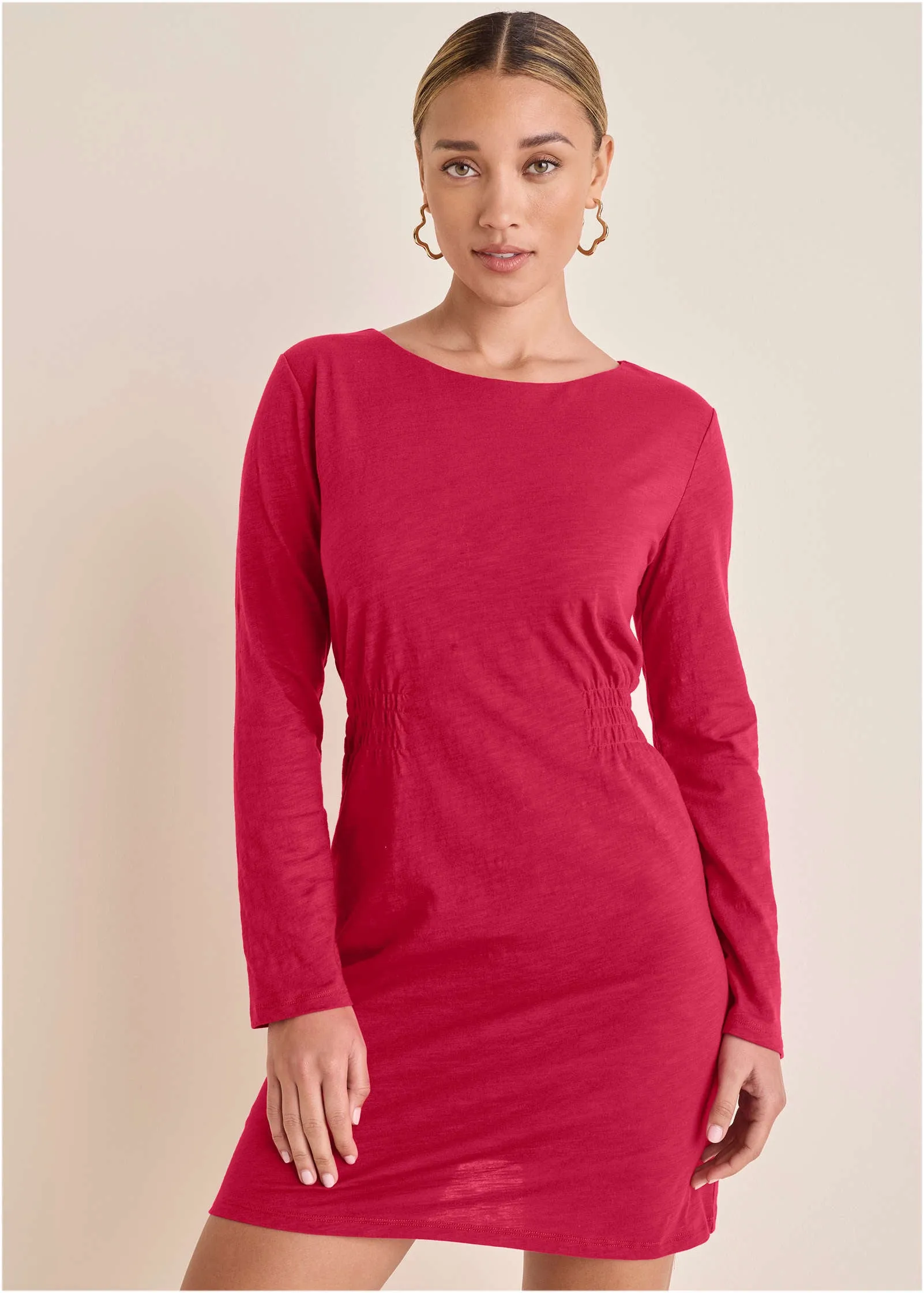 Smock Waist Mini Dress - Granita sold by VENUS