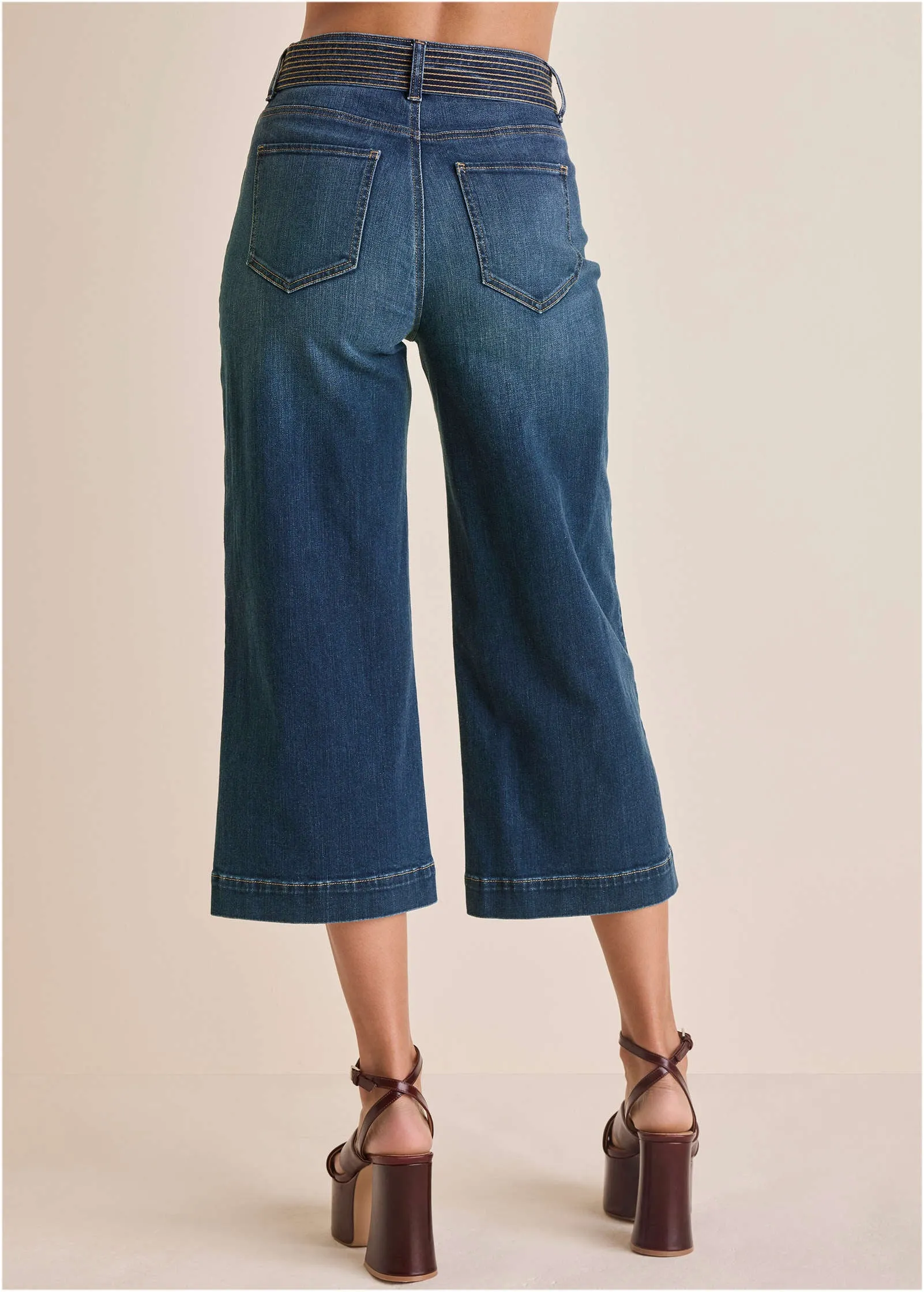 Belted Wide Leg Crop Jean - Dark Wash sold by VENUS product image thumbnail 4