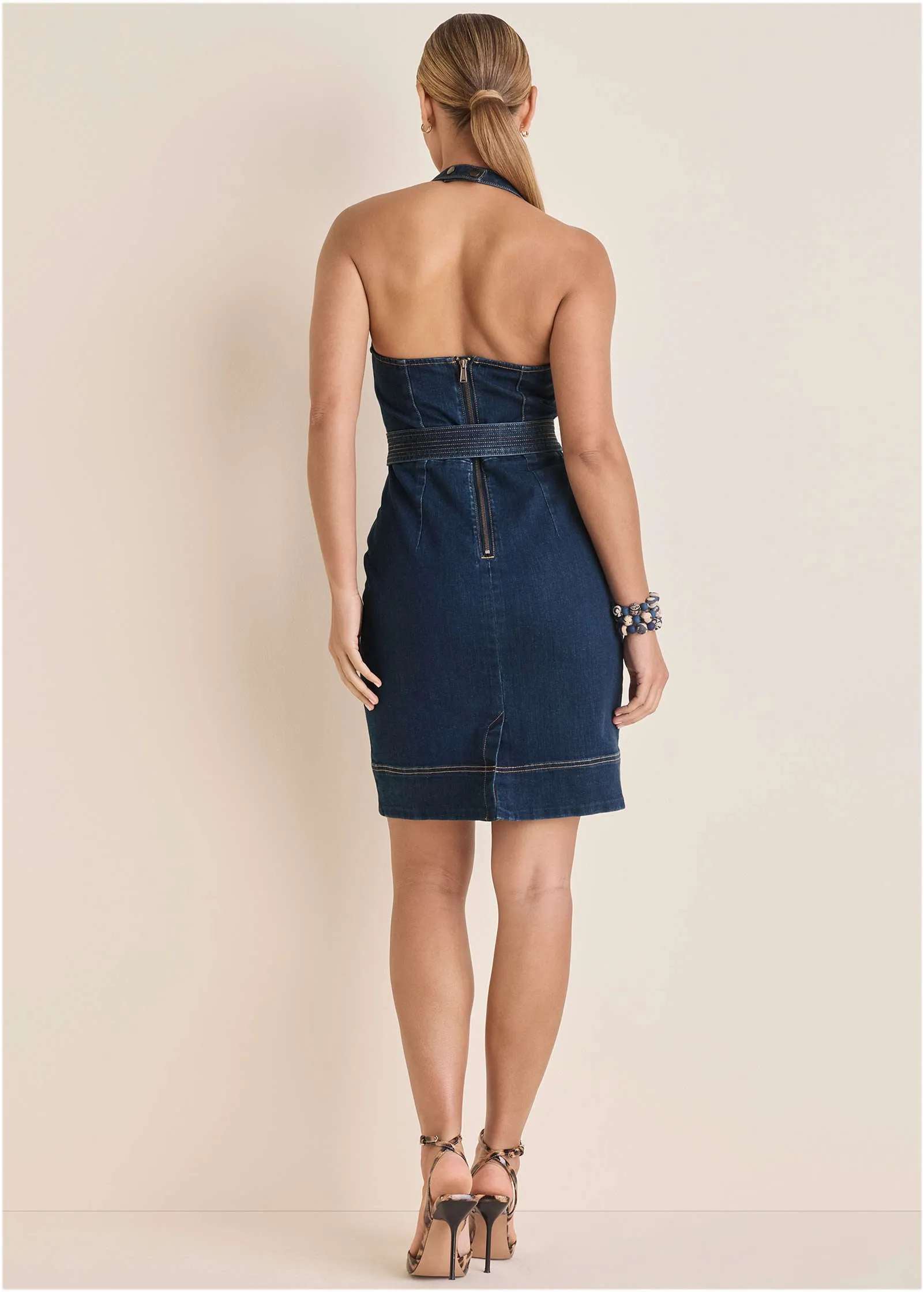 Denim Halter Dress - Dark Wash sold by VENUS product image thumbnail 2