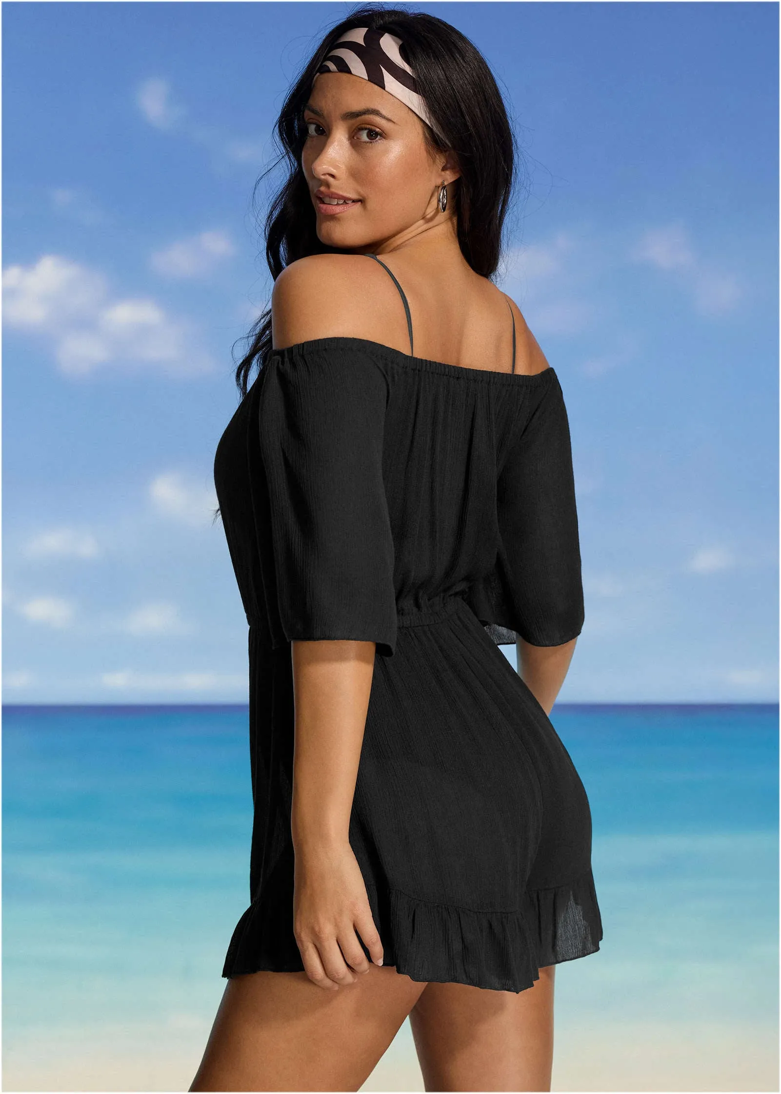 Flirty Cover-Up Romper - Jet Black sold by VENUS product image thumbnail 2