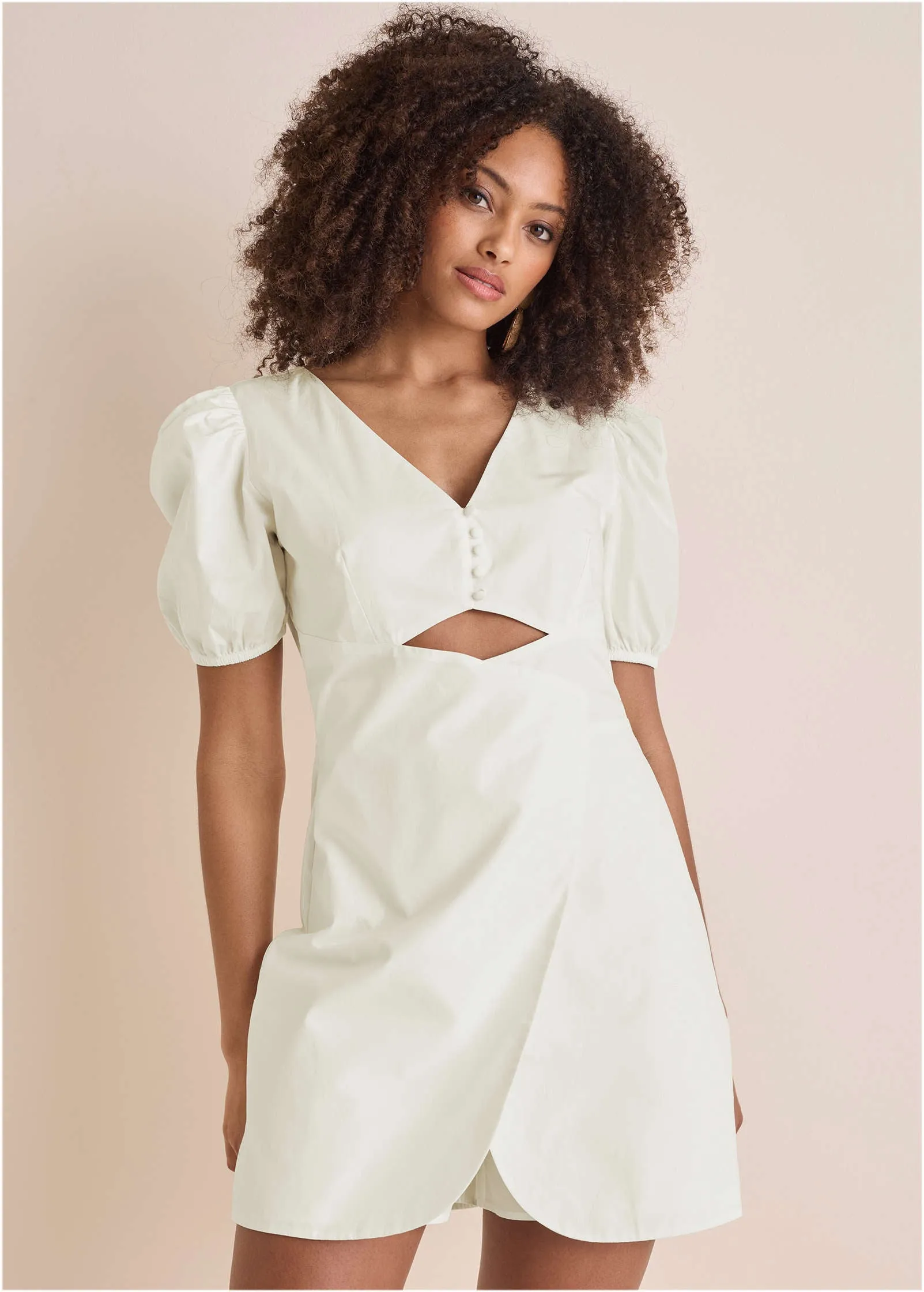 Puff-Sleeve Poplin Romper - Cloud Dancer sold by VENUS product image thumbnail 2
