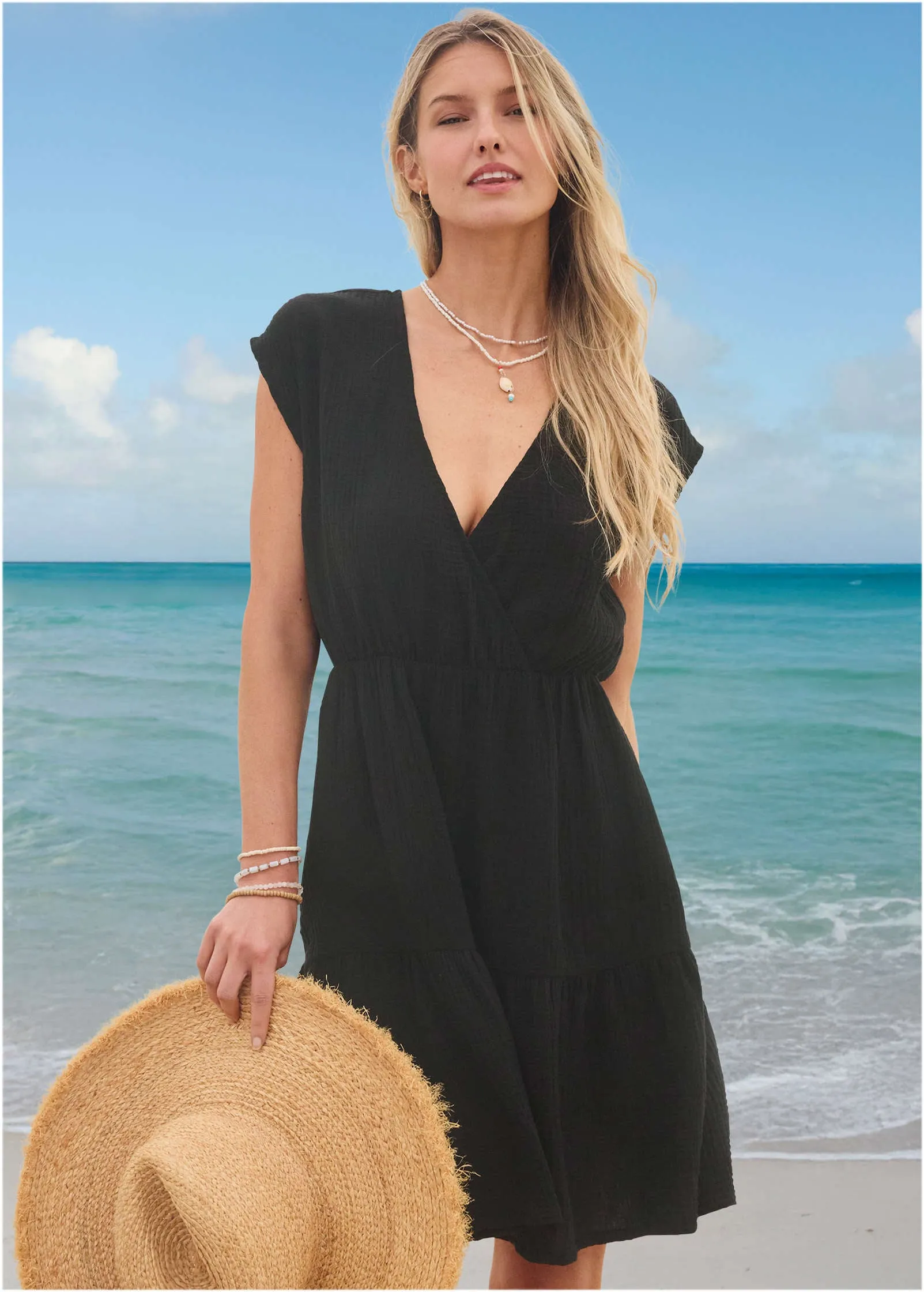 Tiered Cover-Up Dress - Jet Black sold by VENUS