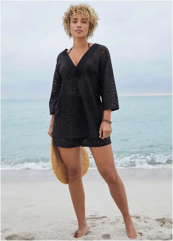 Lace Tunic Cover-Up - Jet Black sold by VENUS