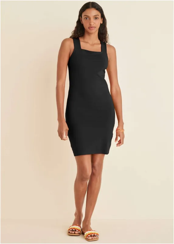Square Neck Tank Dress - Jet Black sold by VENUS