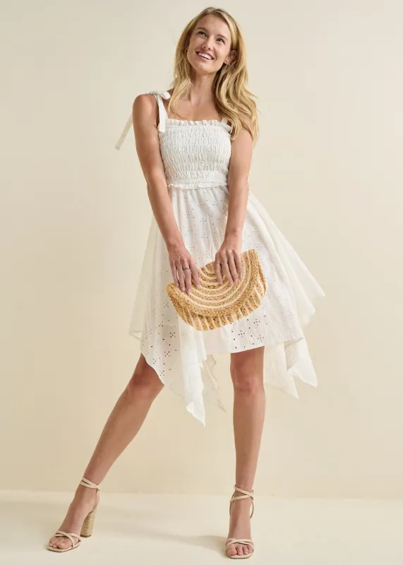Smocked Top Eyelet Dress  - Cloud Dancer sold by VENUS
