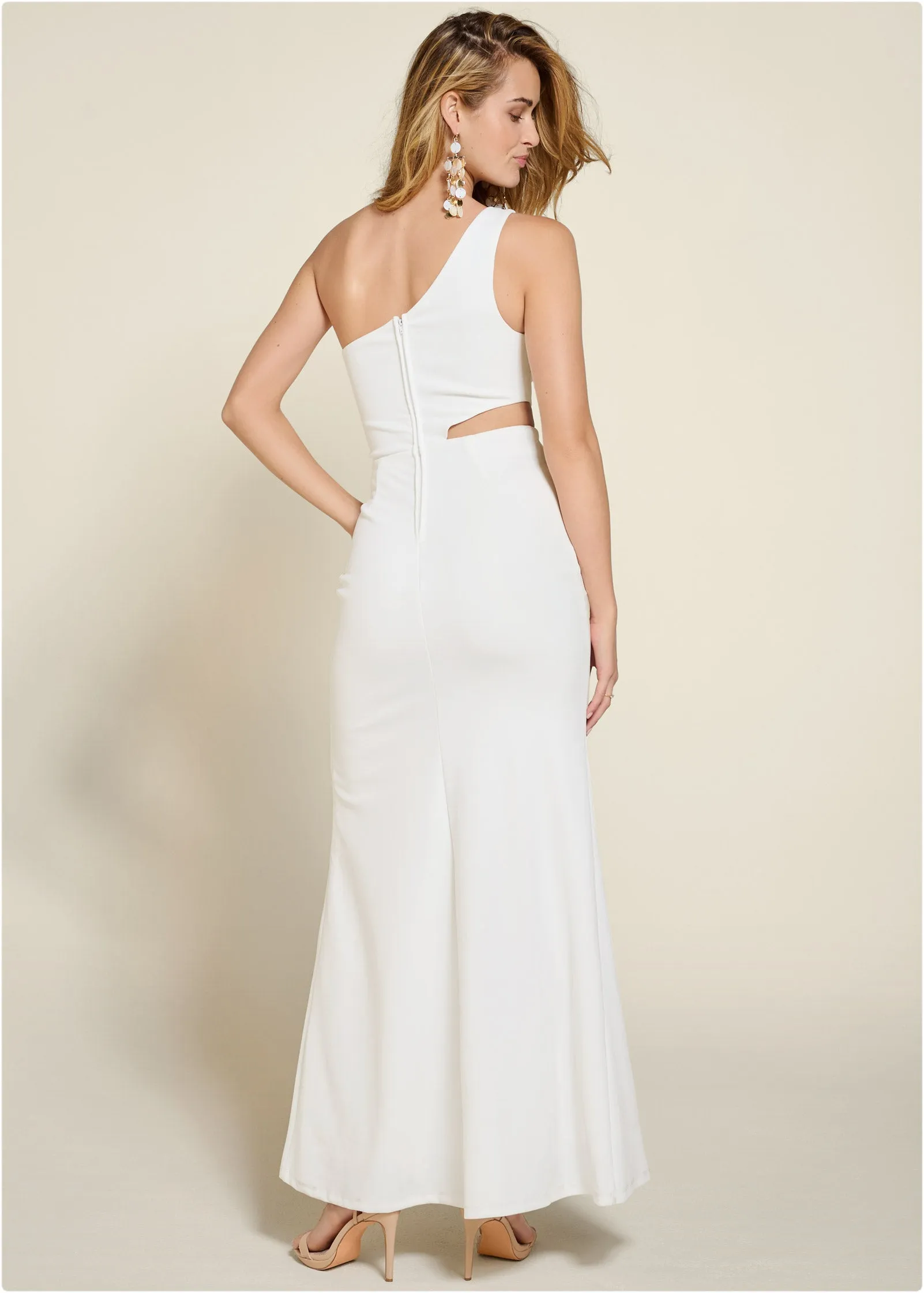 One-Shoulder Cutout Gown - Cloud Dancer sold by VENUS product image thumbnail 2