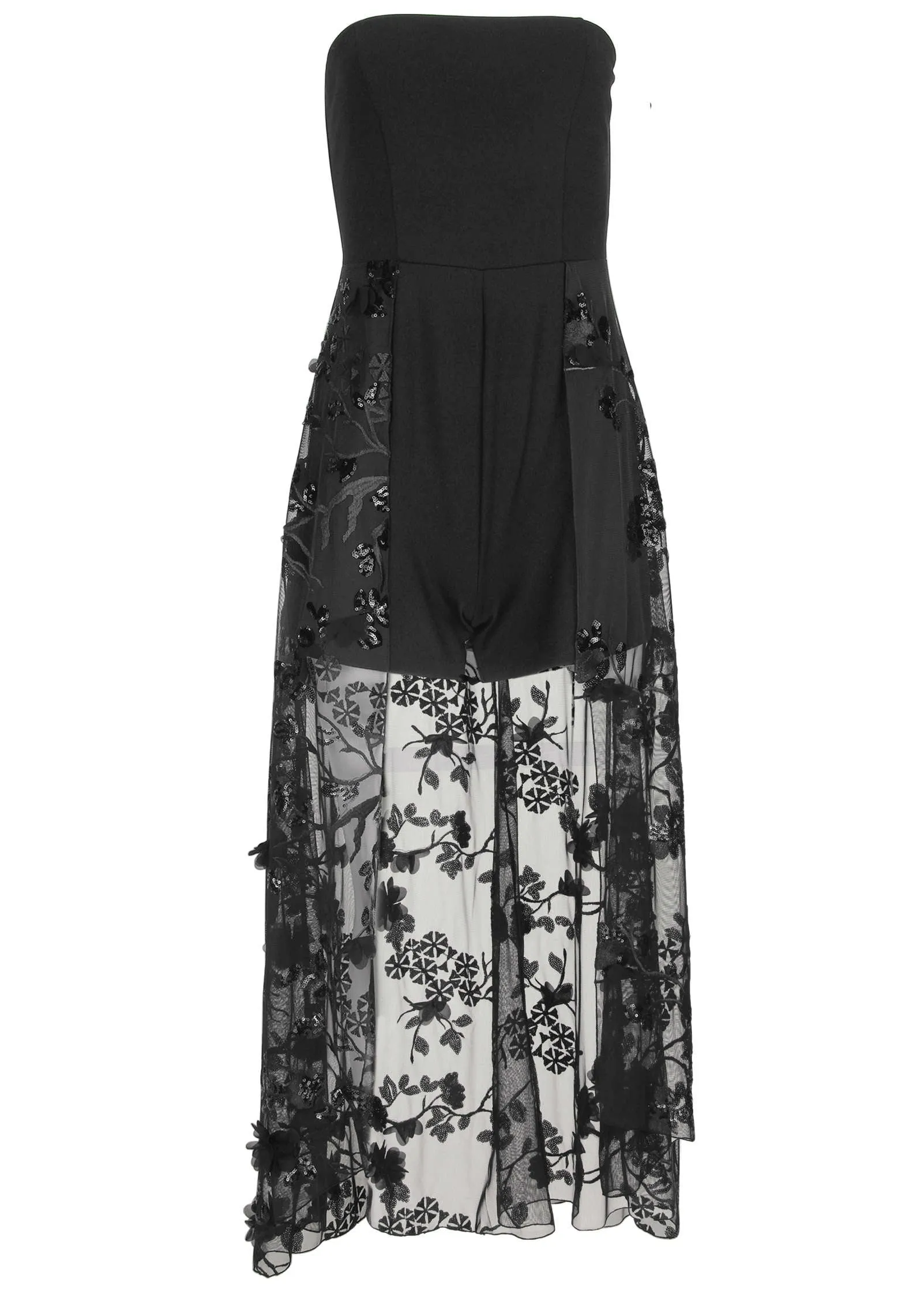 Sequin Applique Overlay Romper - Jet Black sold by VENUS product image thumbnail 4