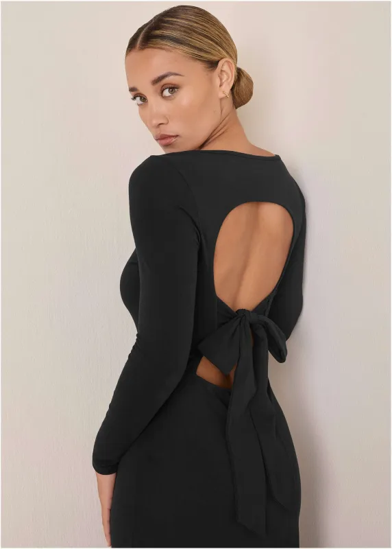 Open Back Maxi Dress - Jet Black sold by VENUS