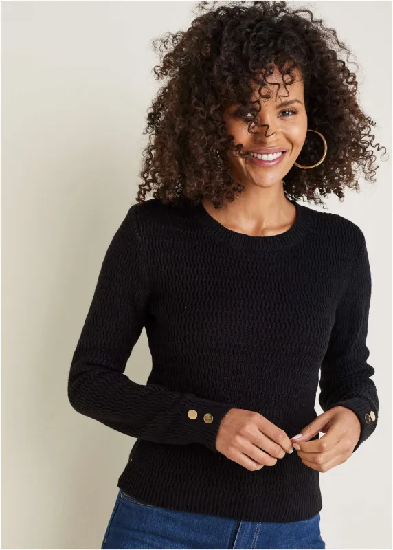 Open Stitch Sweater - Jet Black made by VENUS