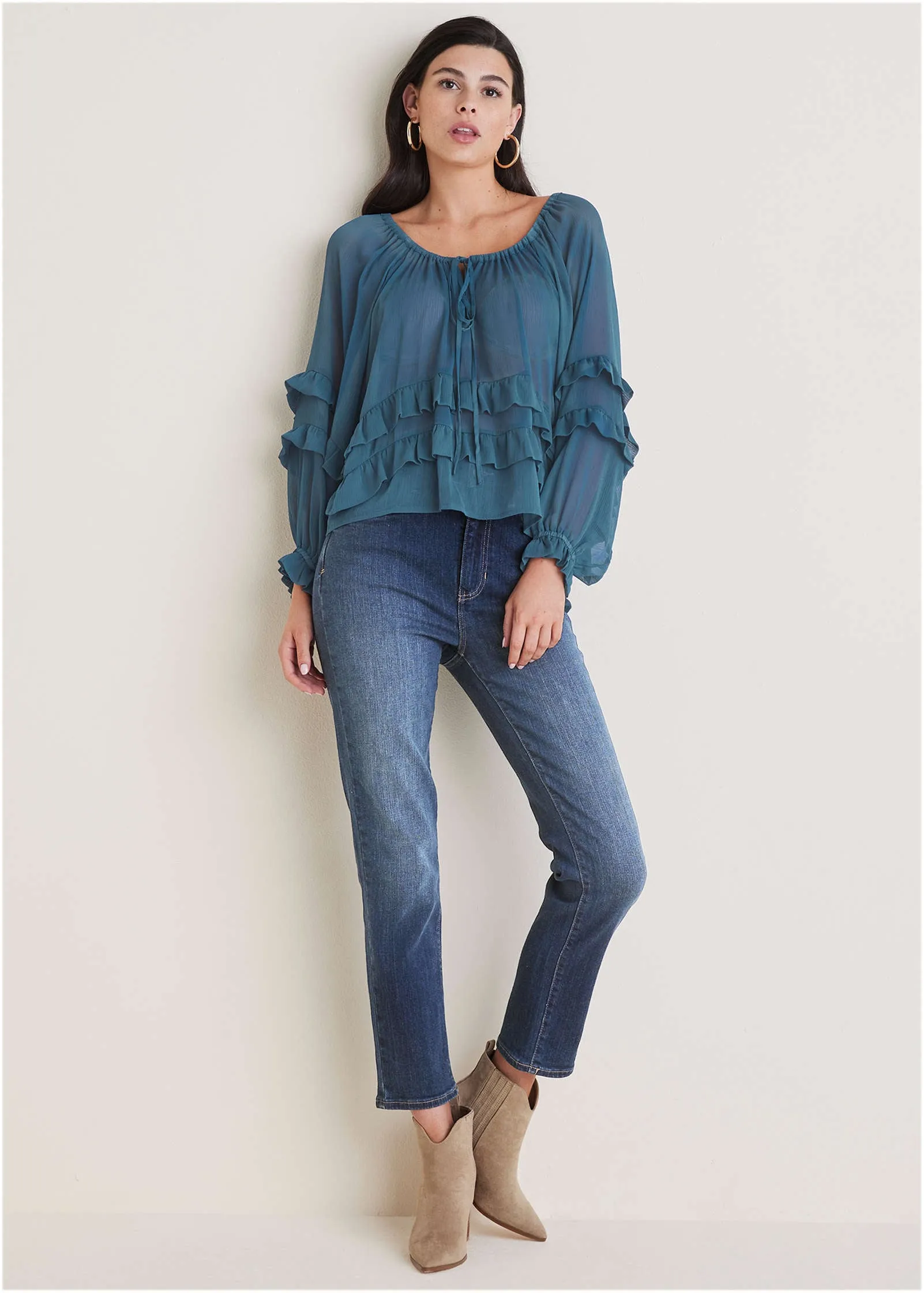 Chiffon Ruffled Blouse - Ensign Blue sold by VENUS product image thumbnail 2