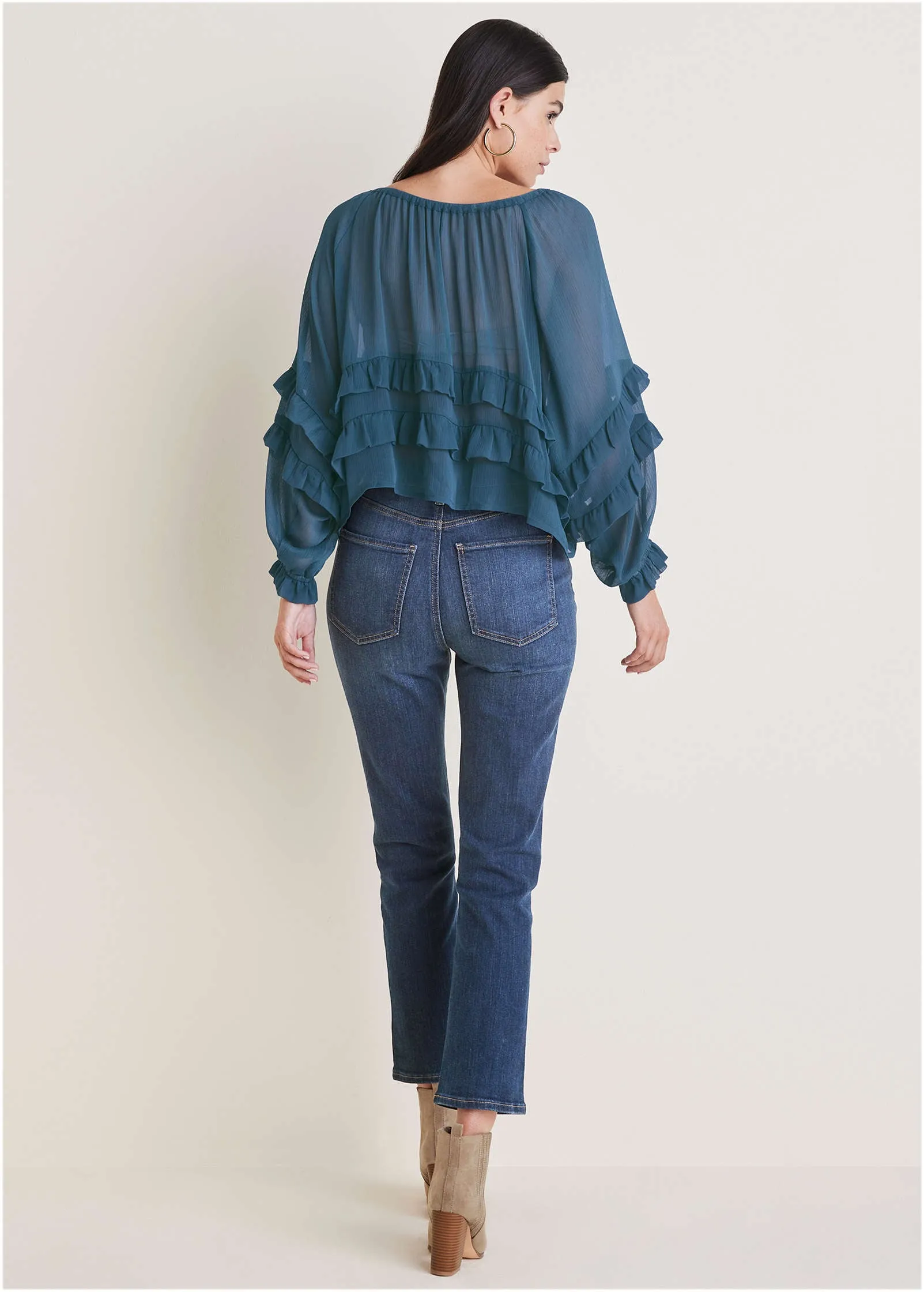 Chiffon Ruffled Blouse - Ensign Blue sold by VENUS product image thumbnail 3