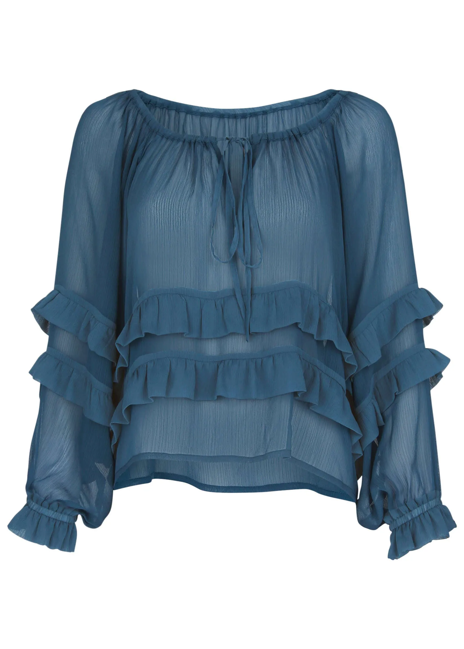 Chiffon Ruffled Blouse - Ensign Blue sold by VENUS product image thumbnail 4