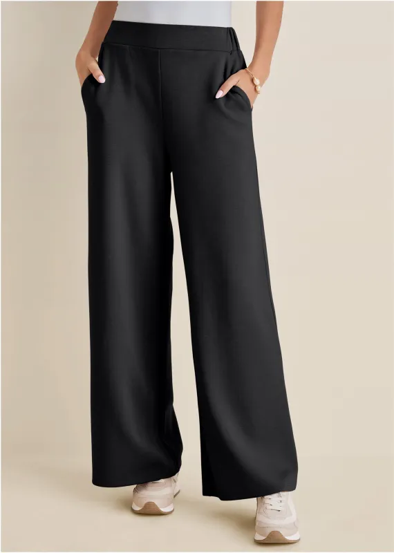 Double Knit Wide Leg Pants - Jet Black sold by VENUS