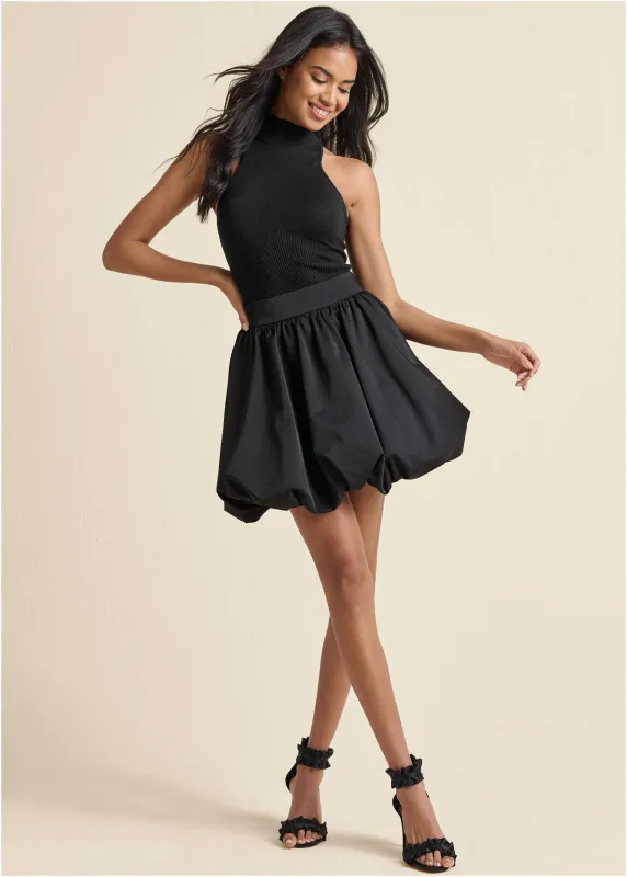 Taffeta Bubble Skirt  - Jet Black sold by VENUS