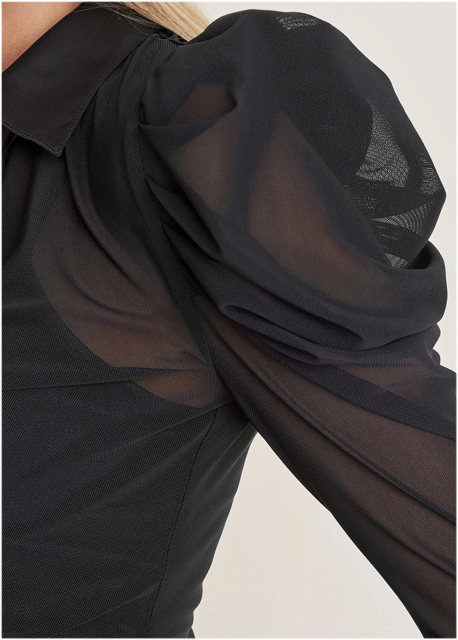 Mesh Button Front Top - Jet Black sold by VENUS product image thumbnail 4