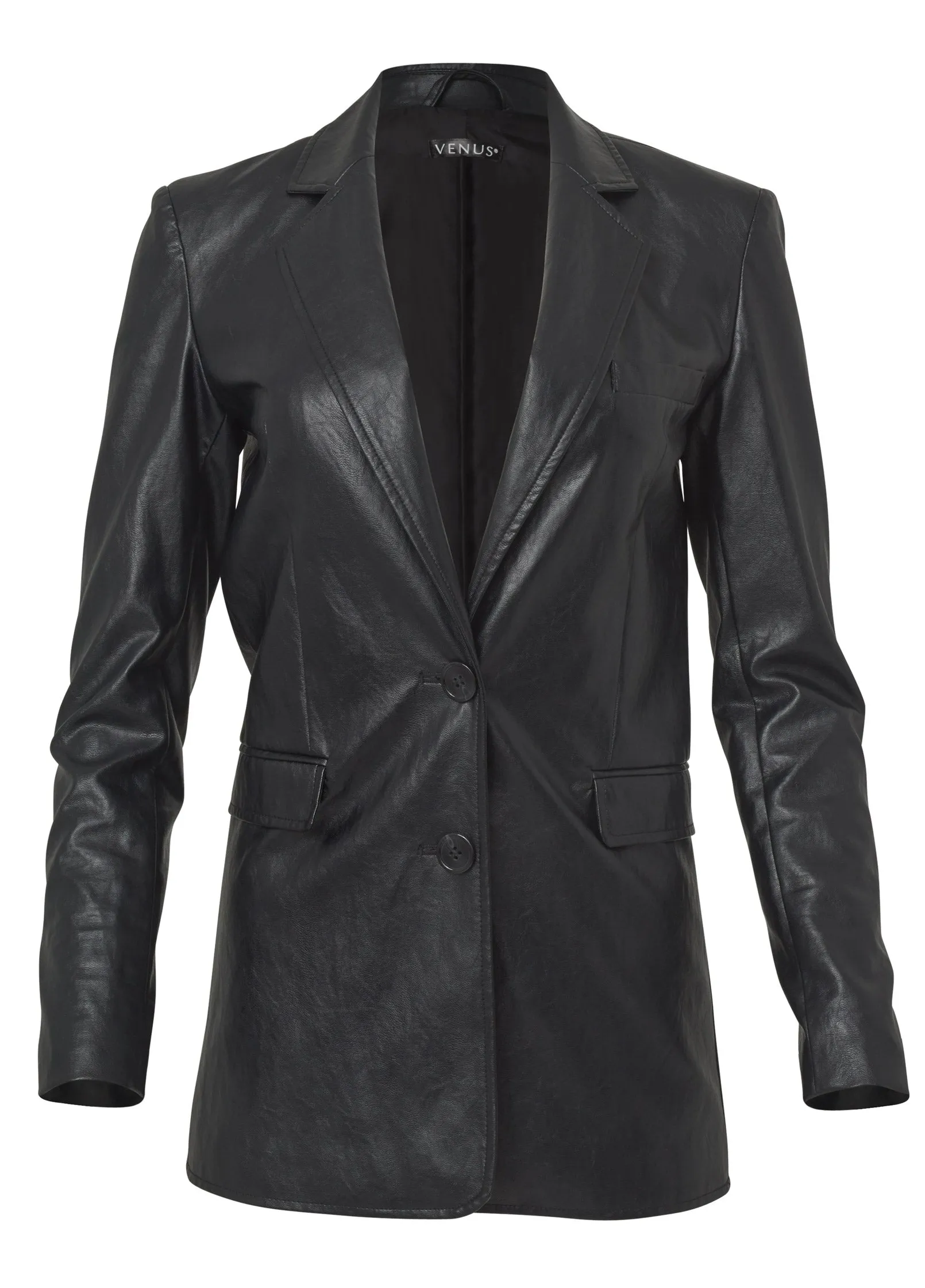 Faux-Leather Blazer - Jet Black sold by VENUS product image thumbnail 4