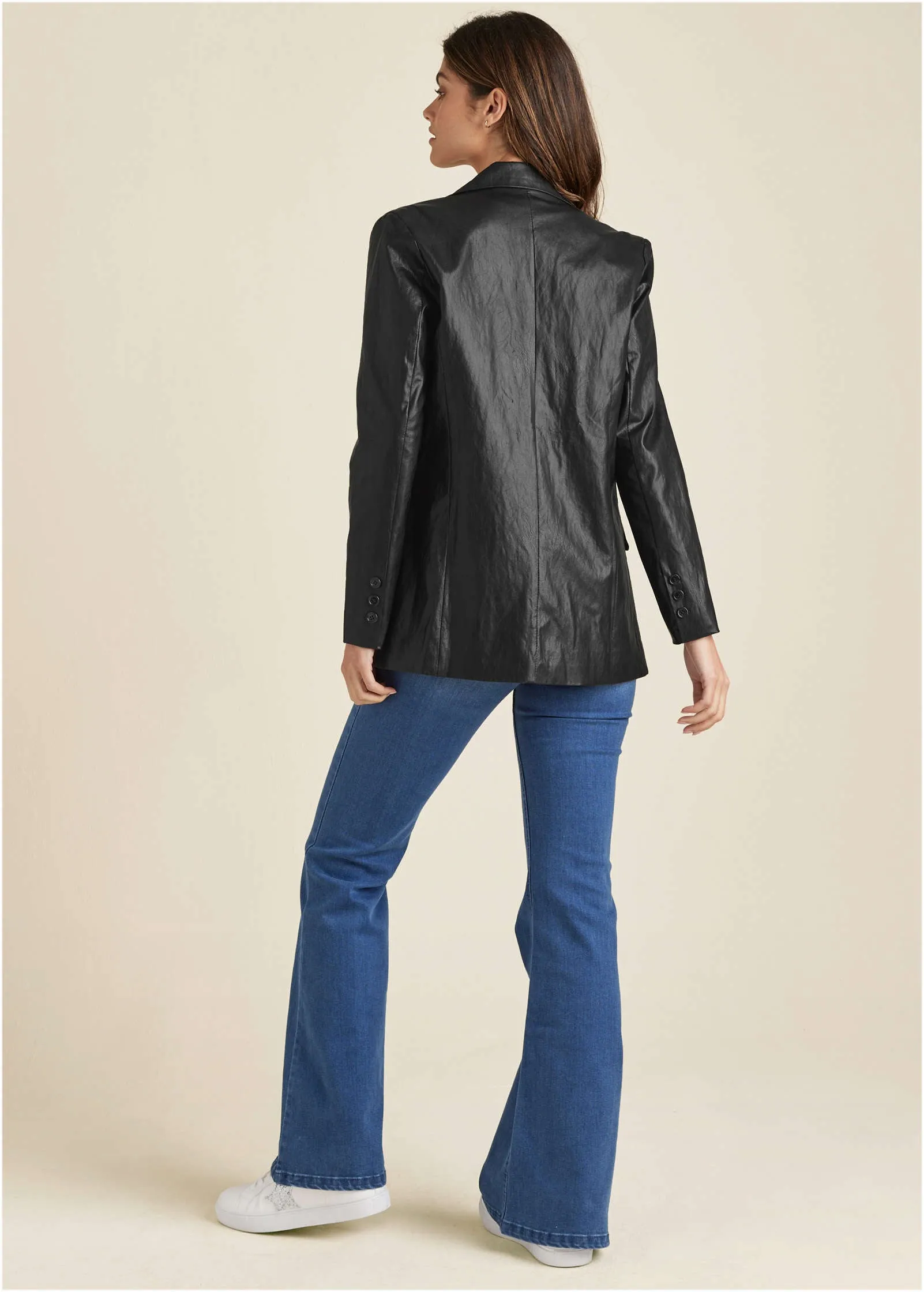 Faux-Leather Blazer - Jet Black sold by VENUS product image thumbnail 3