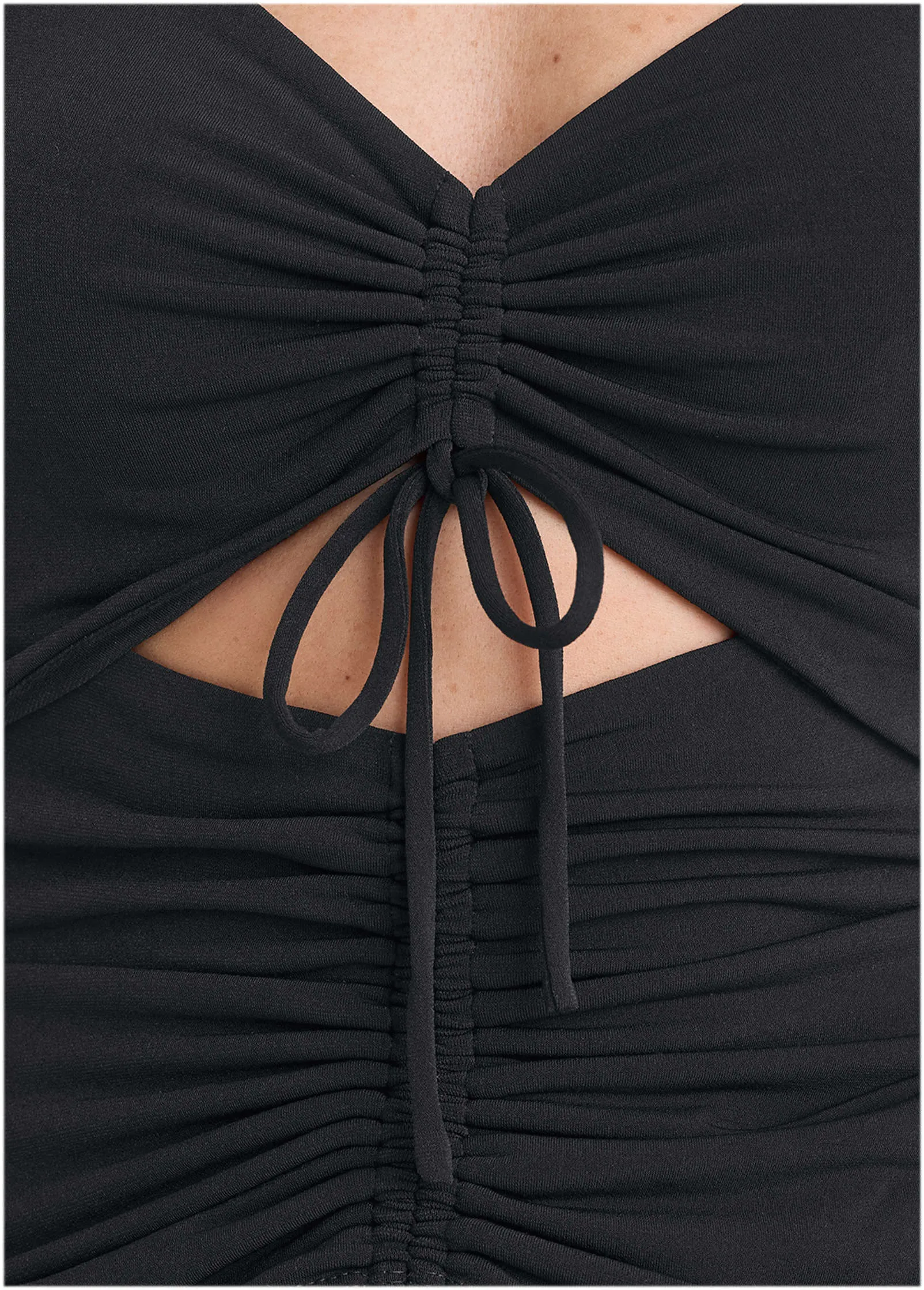 Ruched Tie-Front Top - Jet Black sold by VENUS product image thumbnail 3
