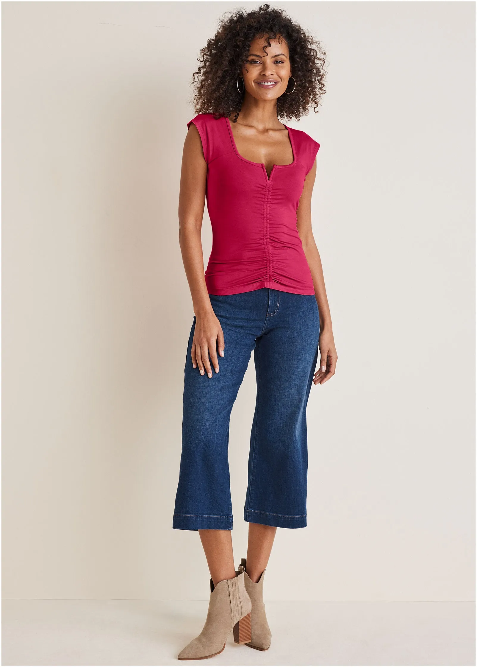Ruched Cap Sleeve Top - Persian Red sold by VENUS product image thumbnail 2