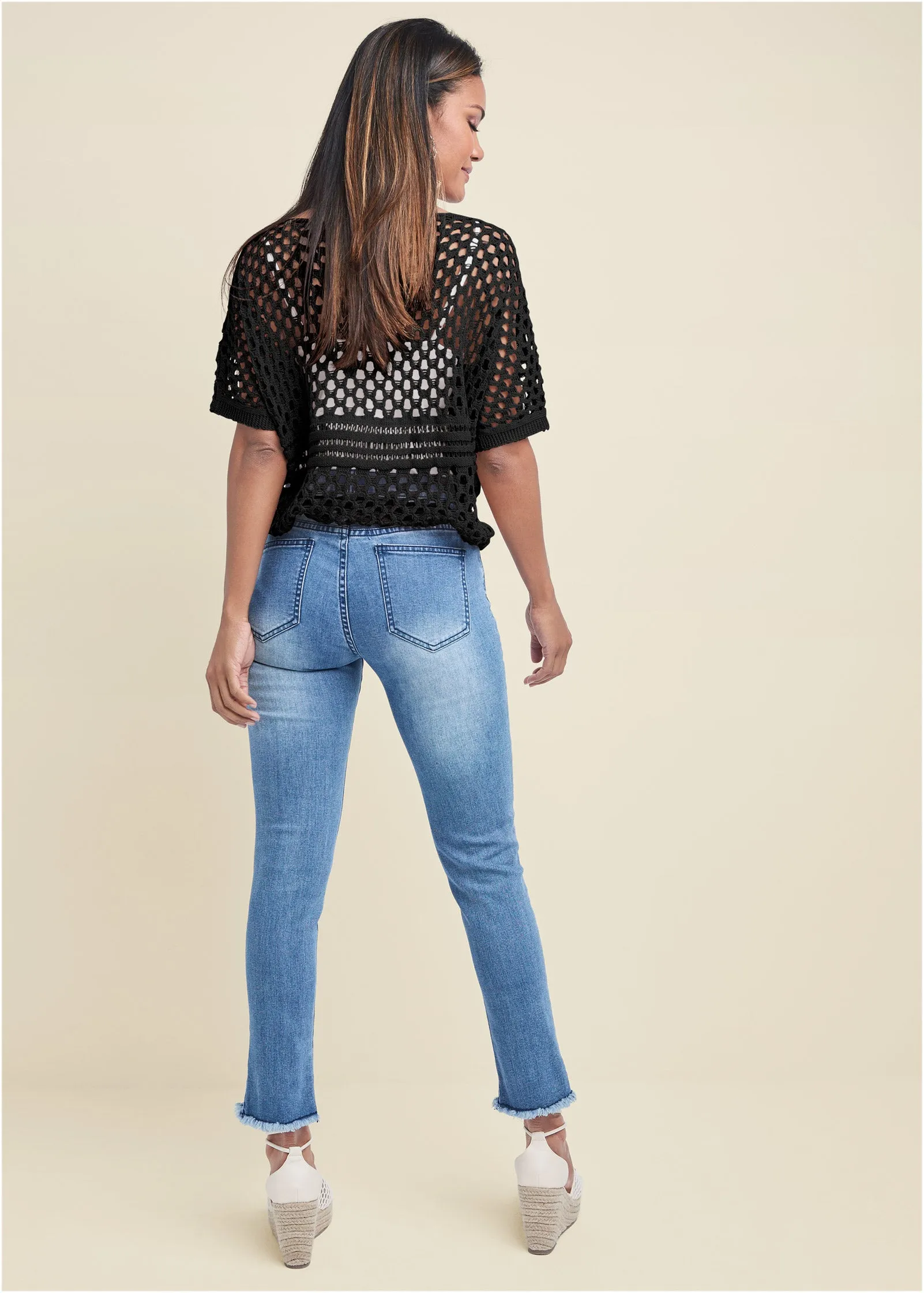 Cotton Open Knit Sweater - Jet Black sold by VENUS product image thumbnail 3