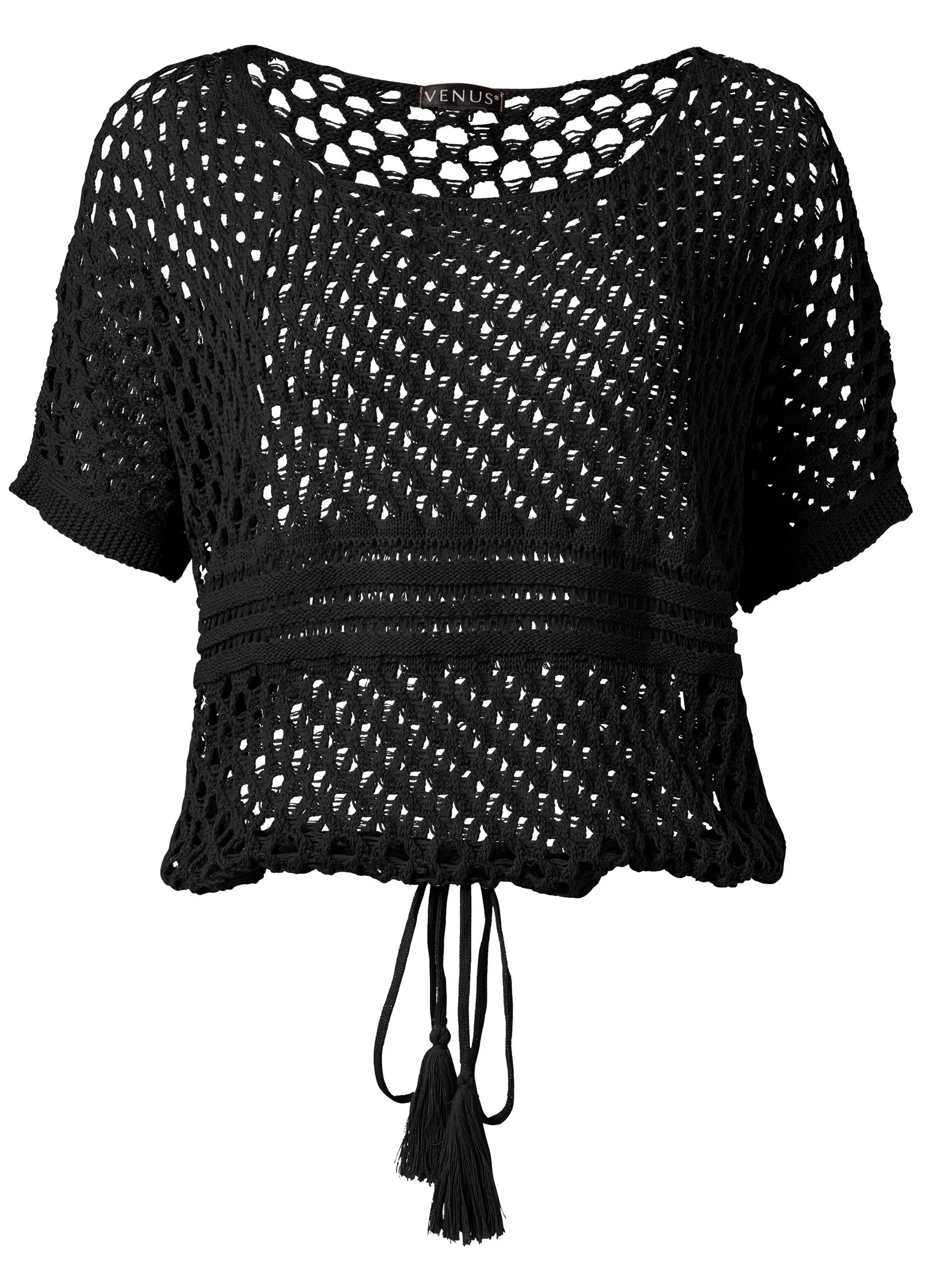 Cotton Open Knit Sweater - Jet Black sold by VENUS product image thumbnail 4