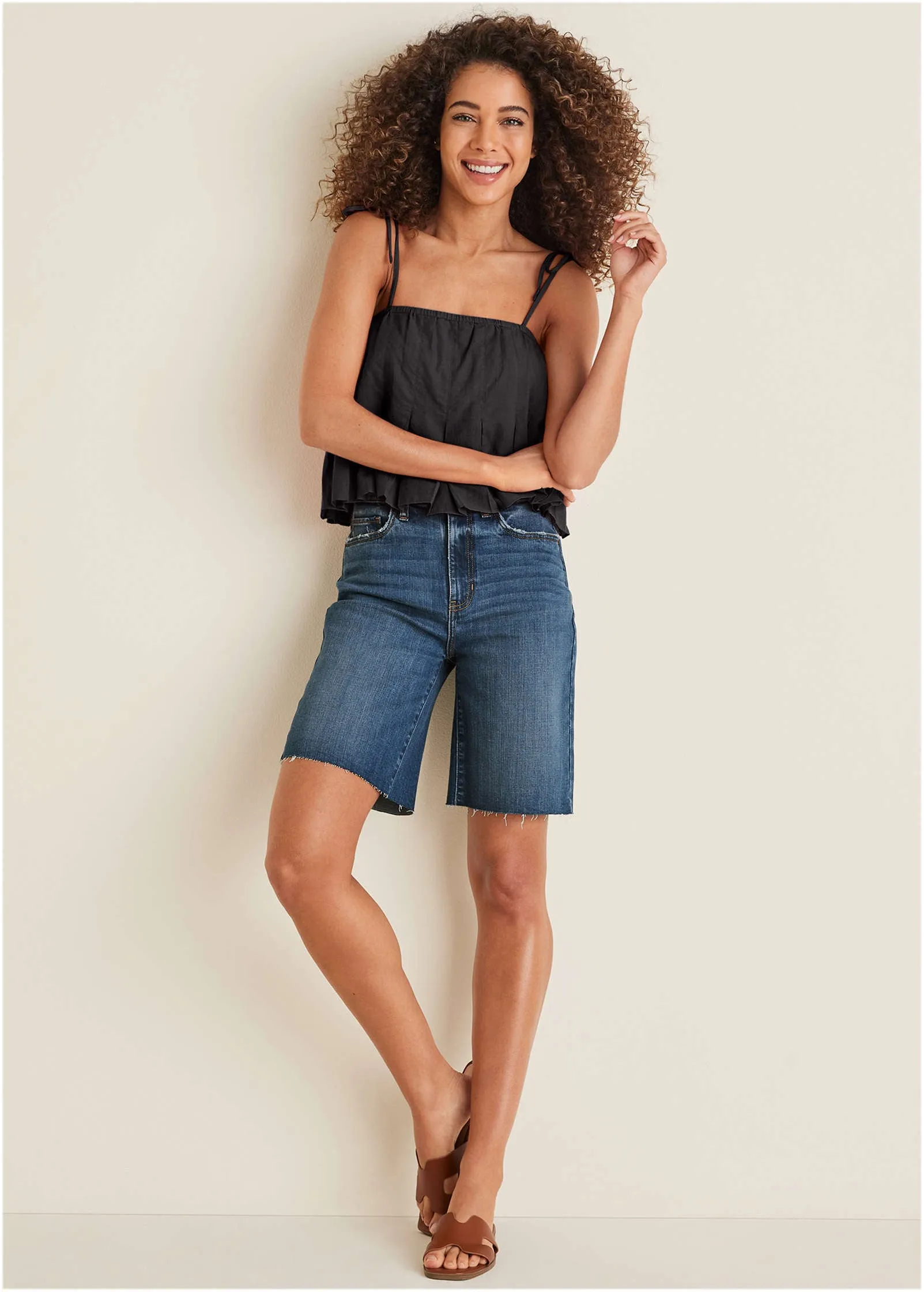 Pleated Tie Sleeve Tank - Jet Black sold by VENUS product image thumbnail 2